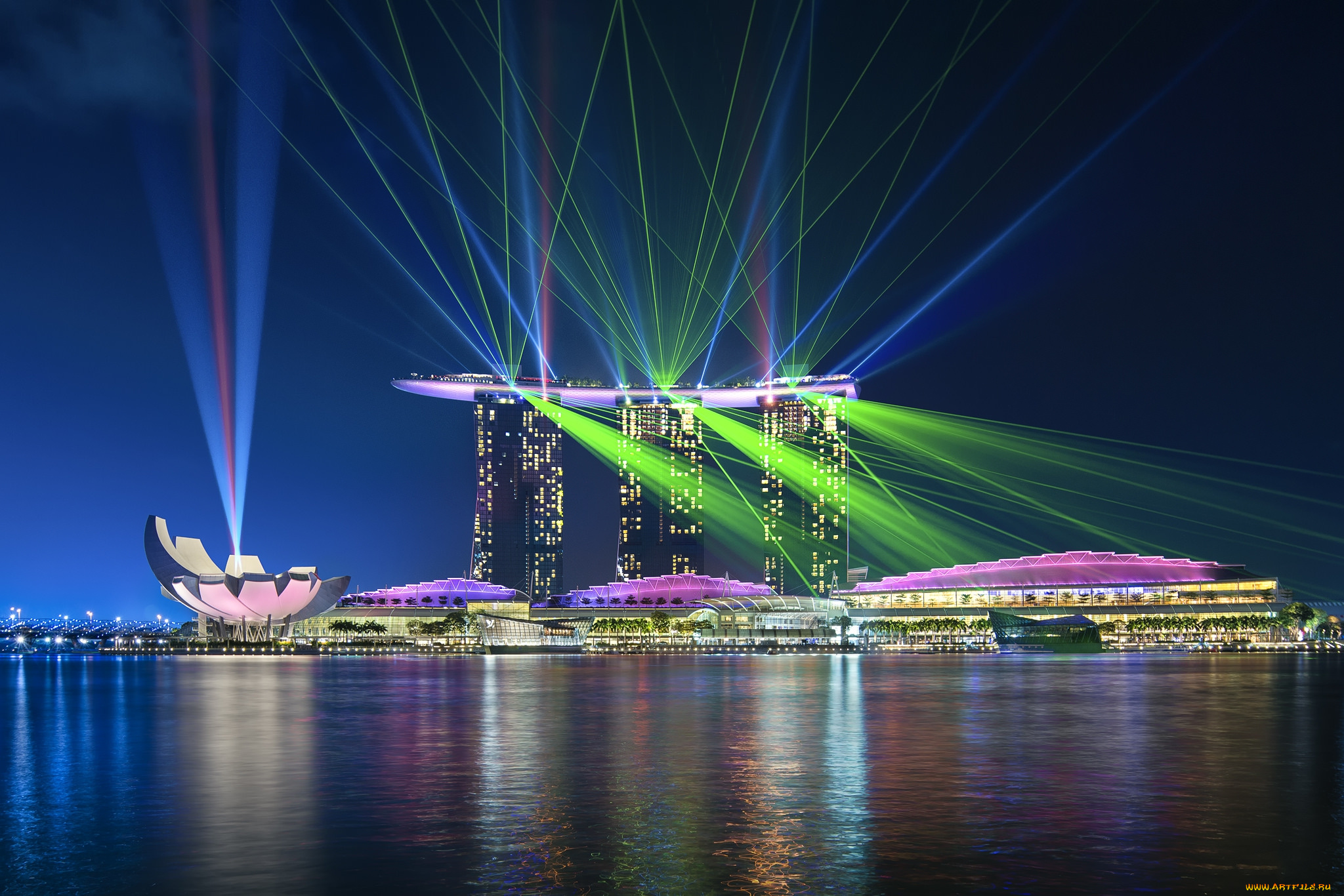 singapore, города, сингапур, , сингапур, огни, побережье