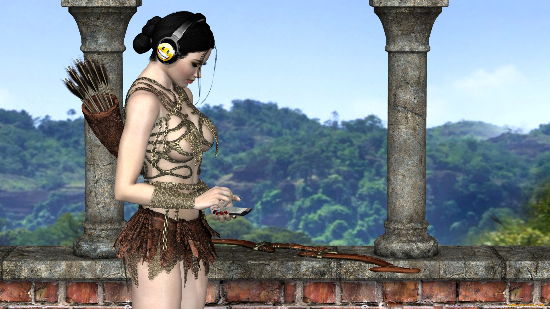 3д, графика, фантазия, , fantasy, фон, взгляд, девушка