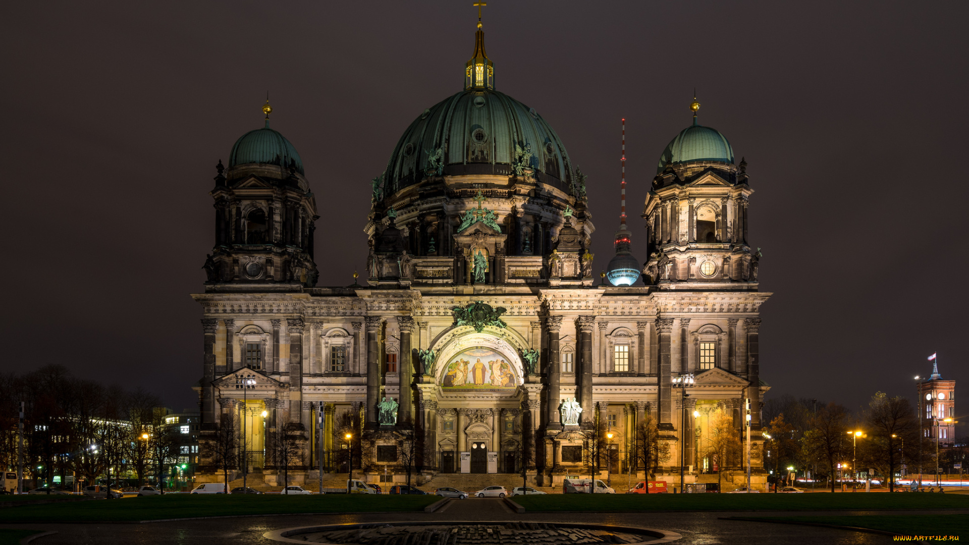 berlin, dom, города, берлин, , германия, собор, ночь