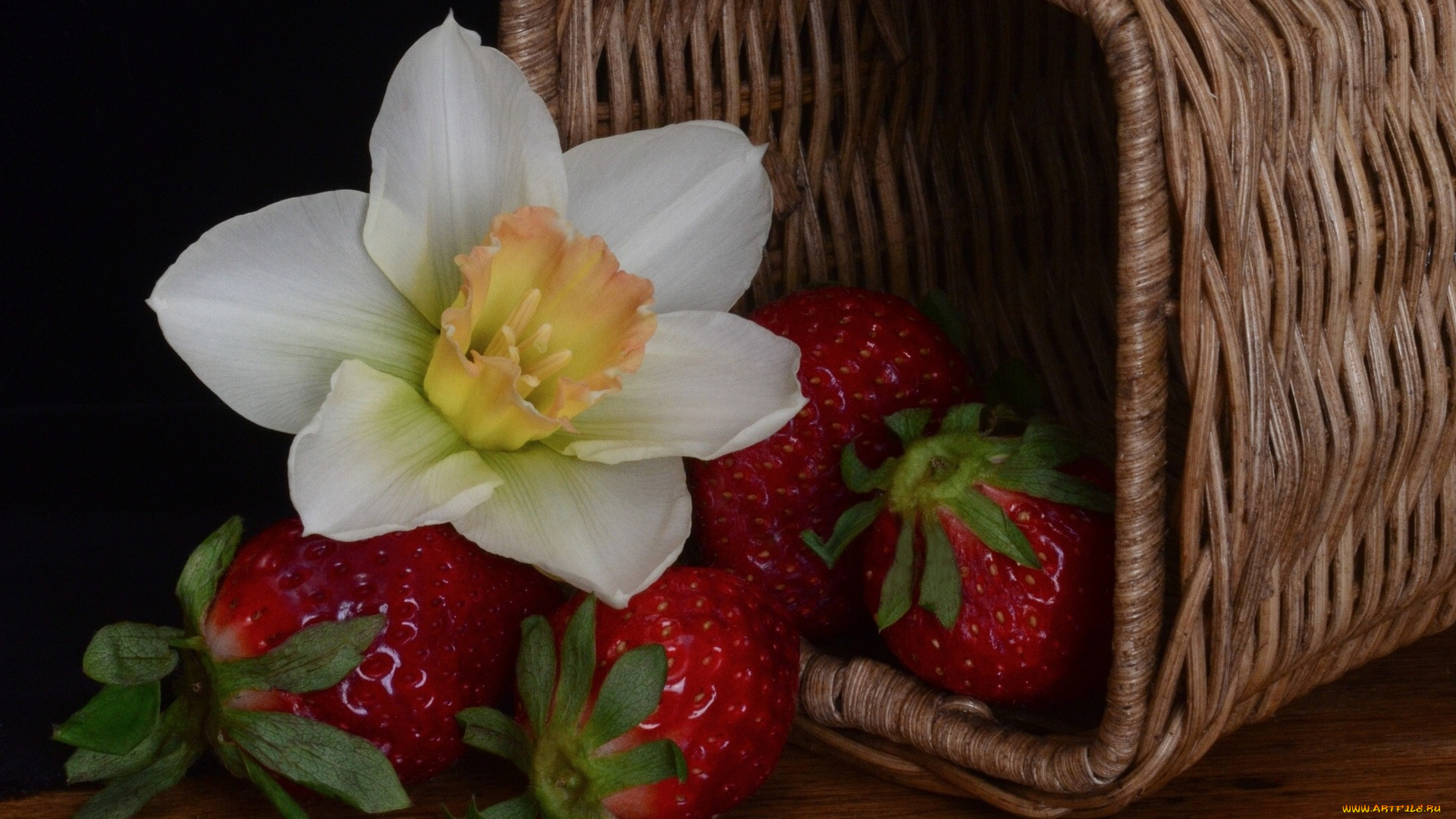 еда, клубника, , земляника, цветы