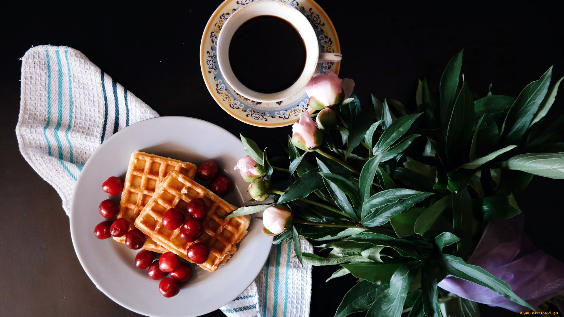еда, кофе, , кофейные, зёрна, вафли, пионы