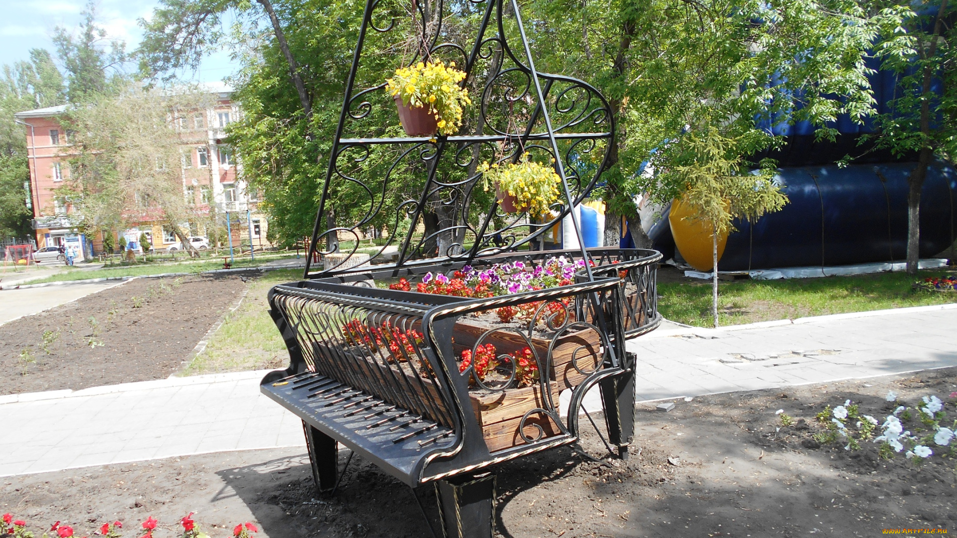 города, -, другое, город, рояль, цветы