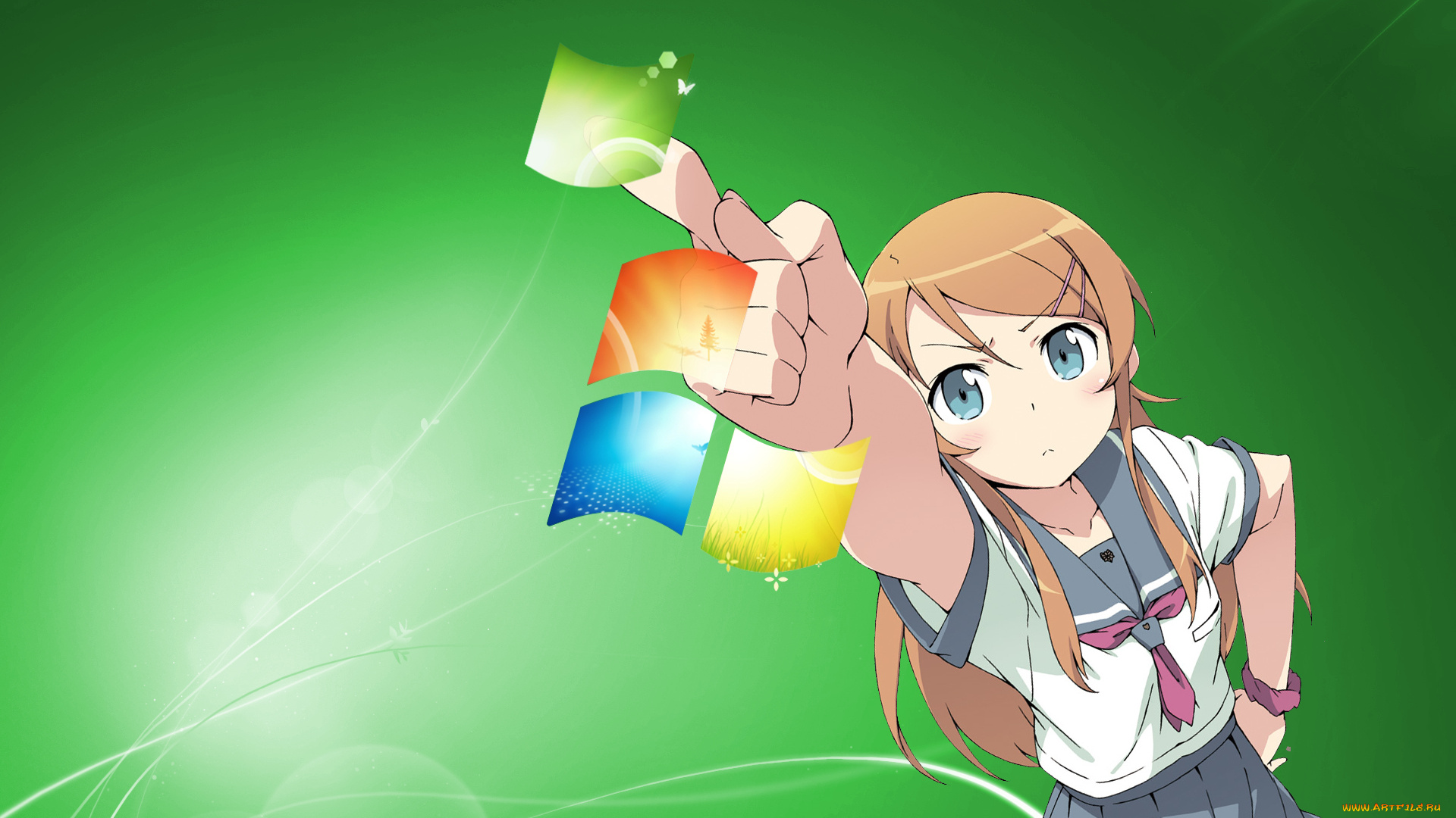 компьютеры, windows, 7, , vienna, фон, логотип, взгляд, девушка