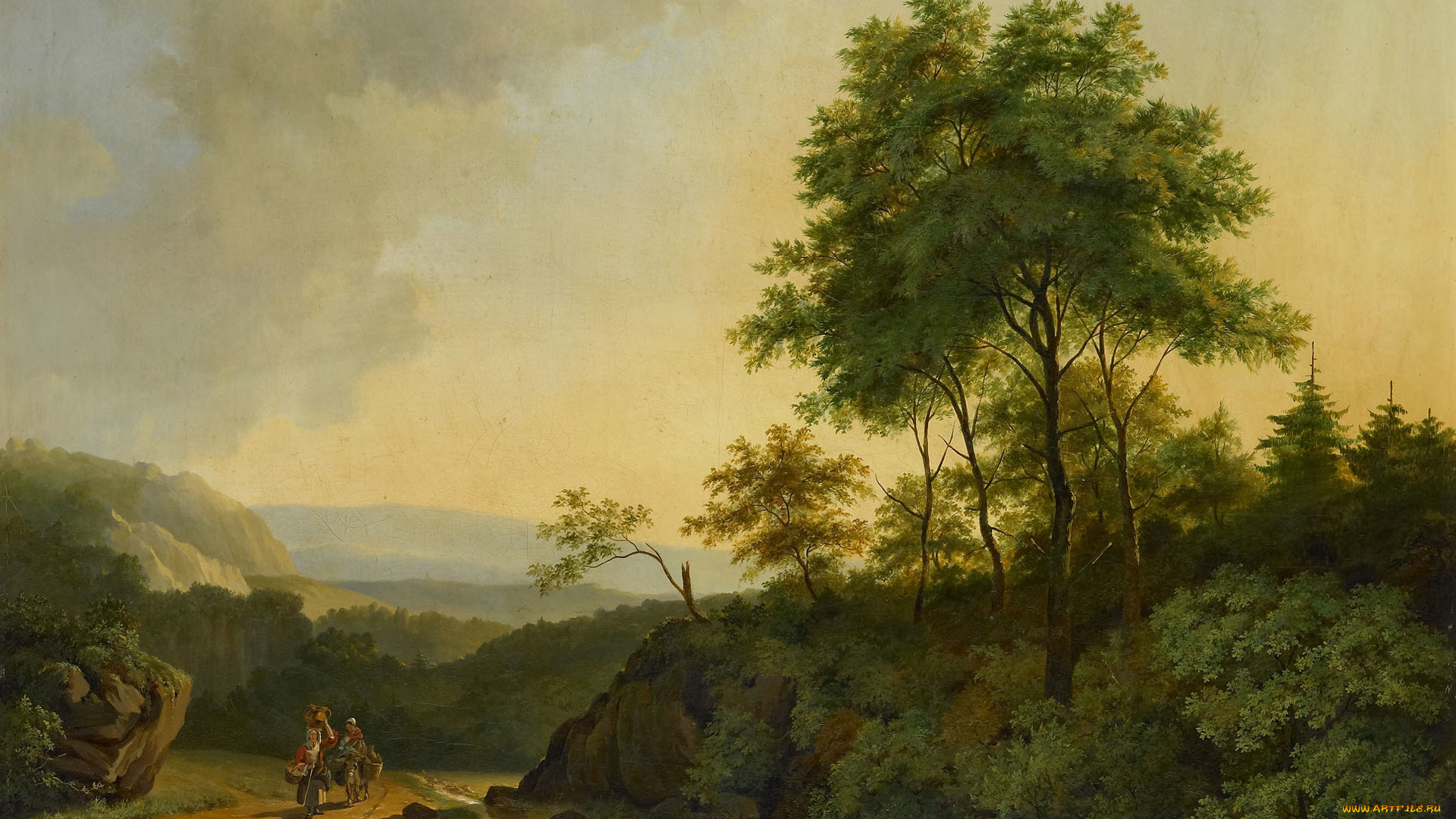 рисованное, живопись, пейзаж, холст, картина, горы, гарца, cornelis, francois, roos