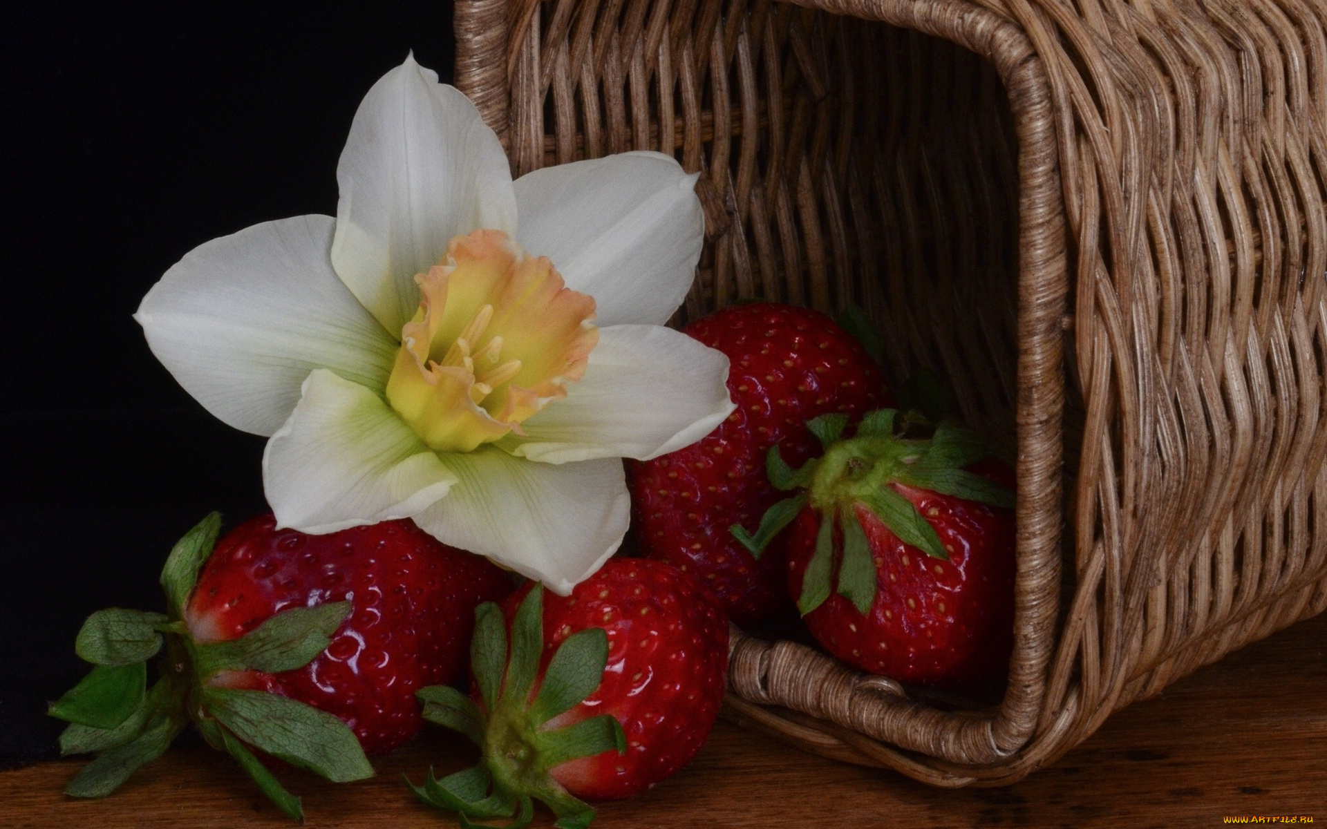 еда, клубника, , земляника, цветы