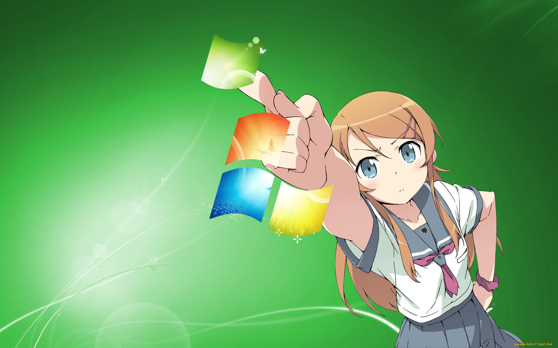 компьютеры, windows, 7, , vienna, фон, логотип, взгляд, девушка