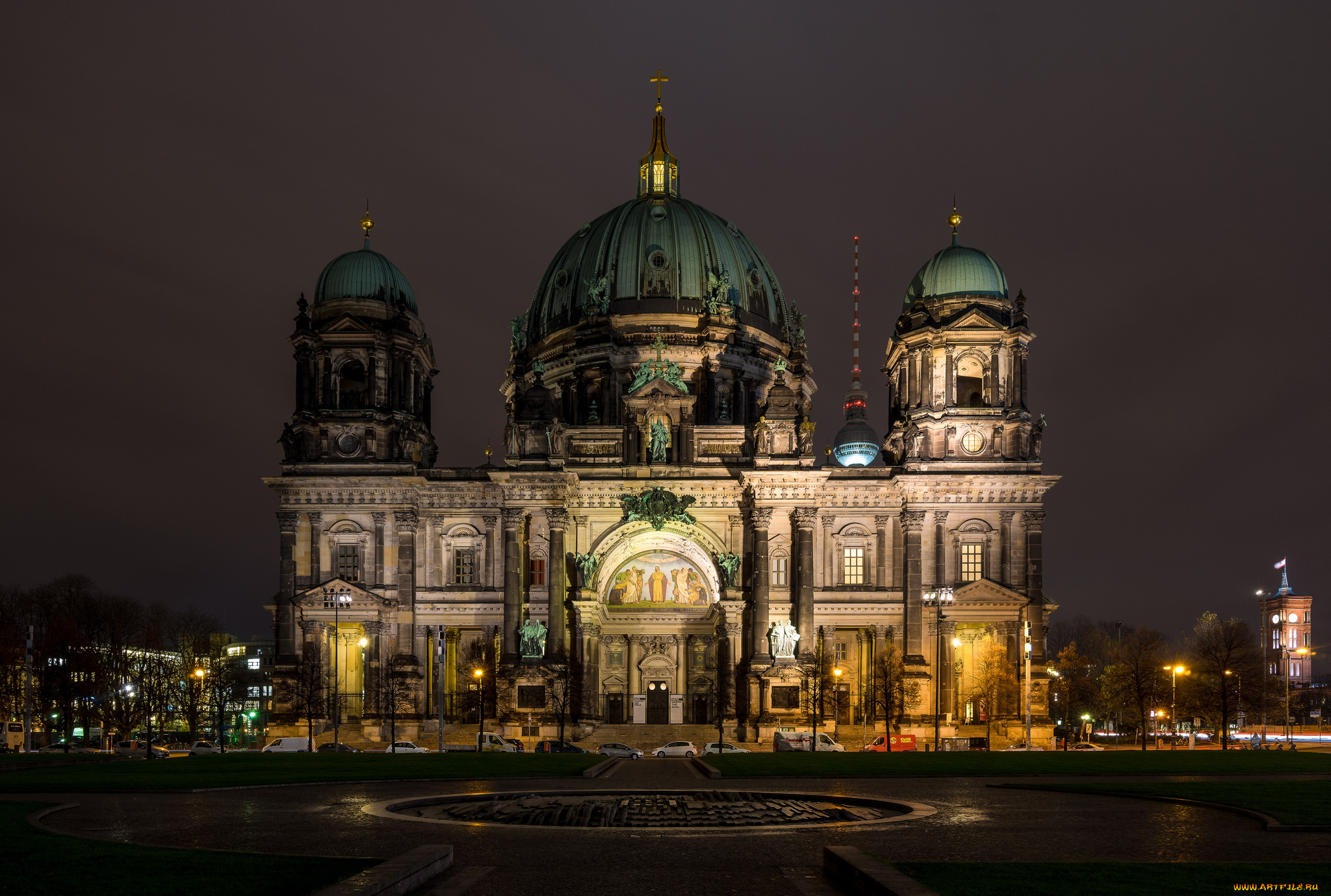 berlin, dom, города, берлин, , германия, собор, ночь