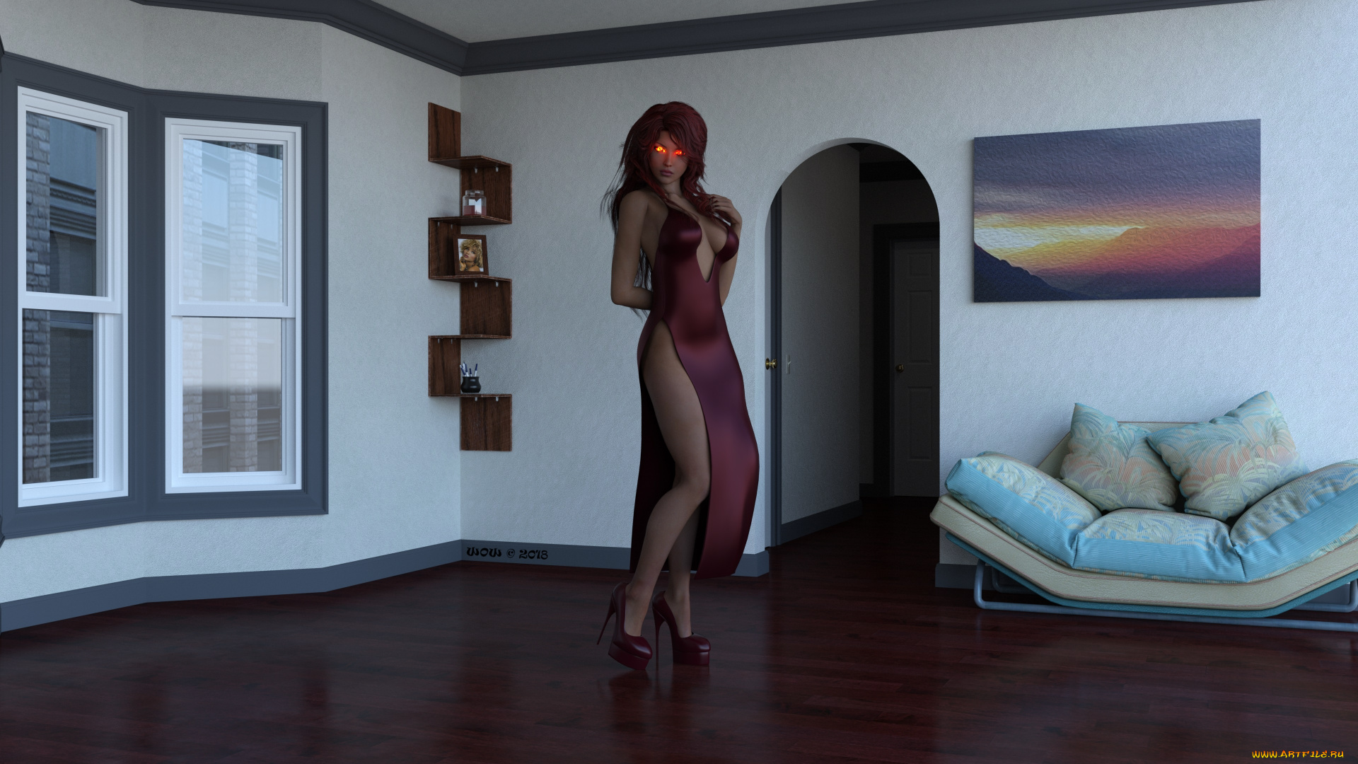 3д, графика, фантазия, , fantasy, девушка, взгляд, фон