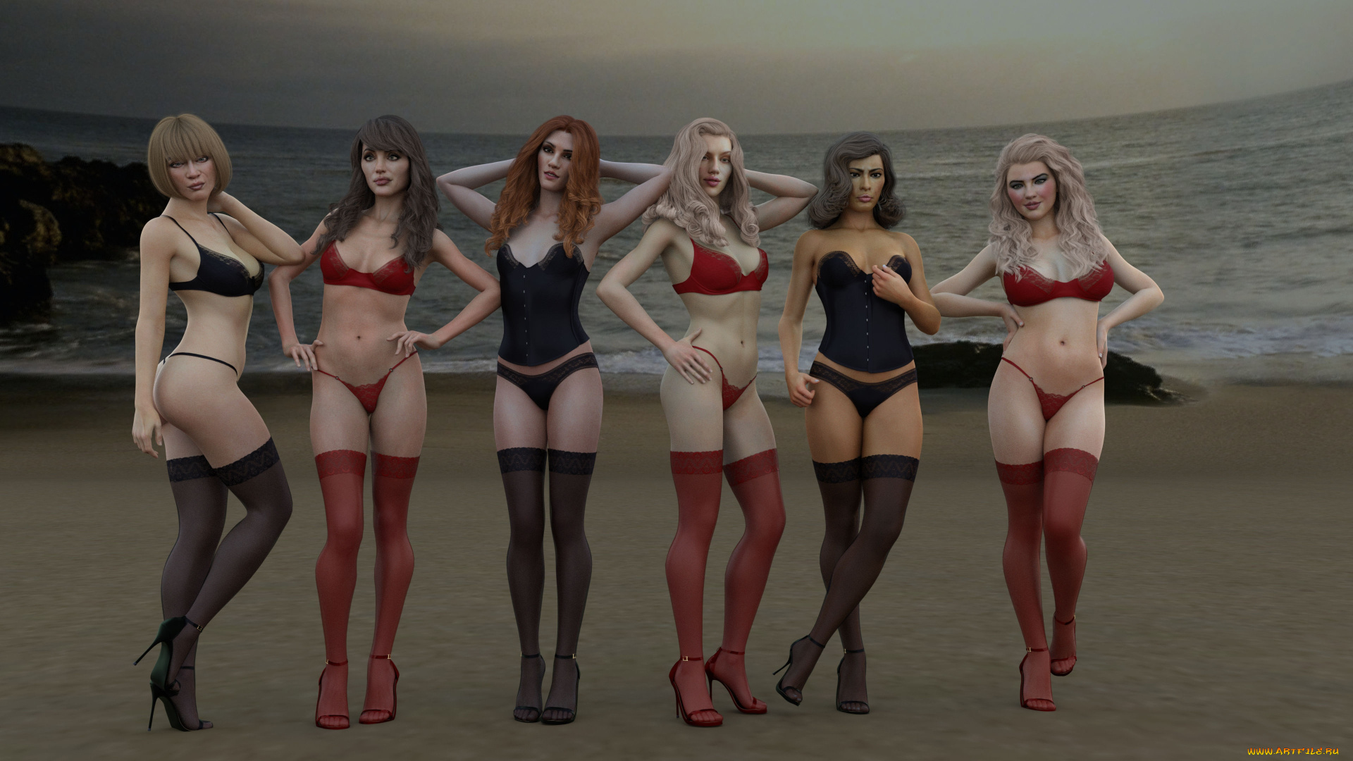 3д, графика, люди, , people, девушки, взгляд, фон