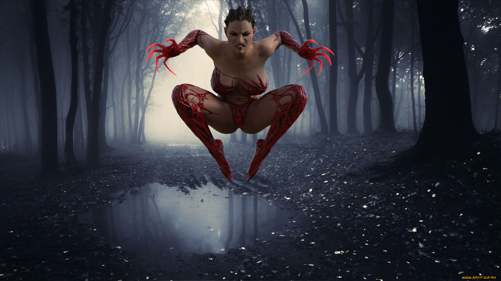 3д, графика, существа, , creatures, девушка, взгляд, фон