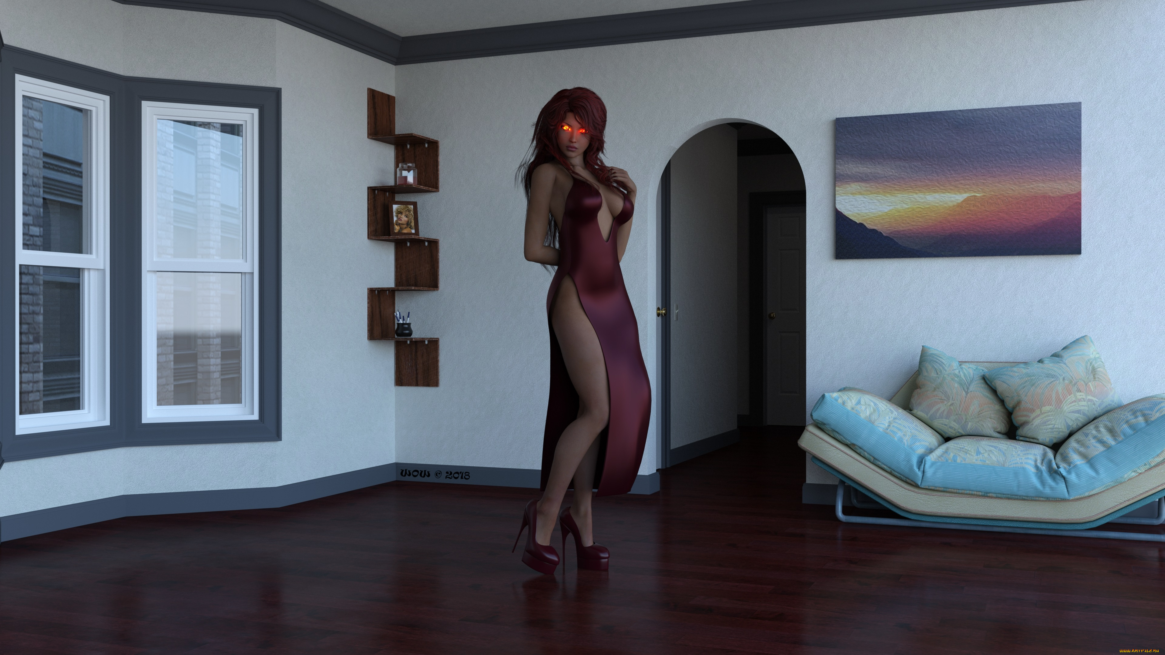 3д, графика, фантазия, , fantasy, девушка, взгляд, фон