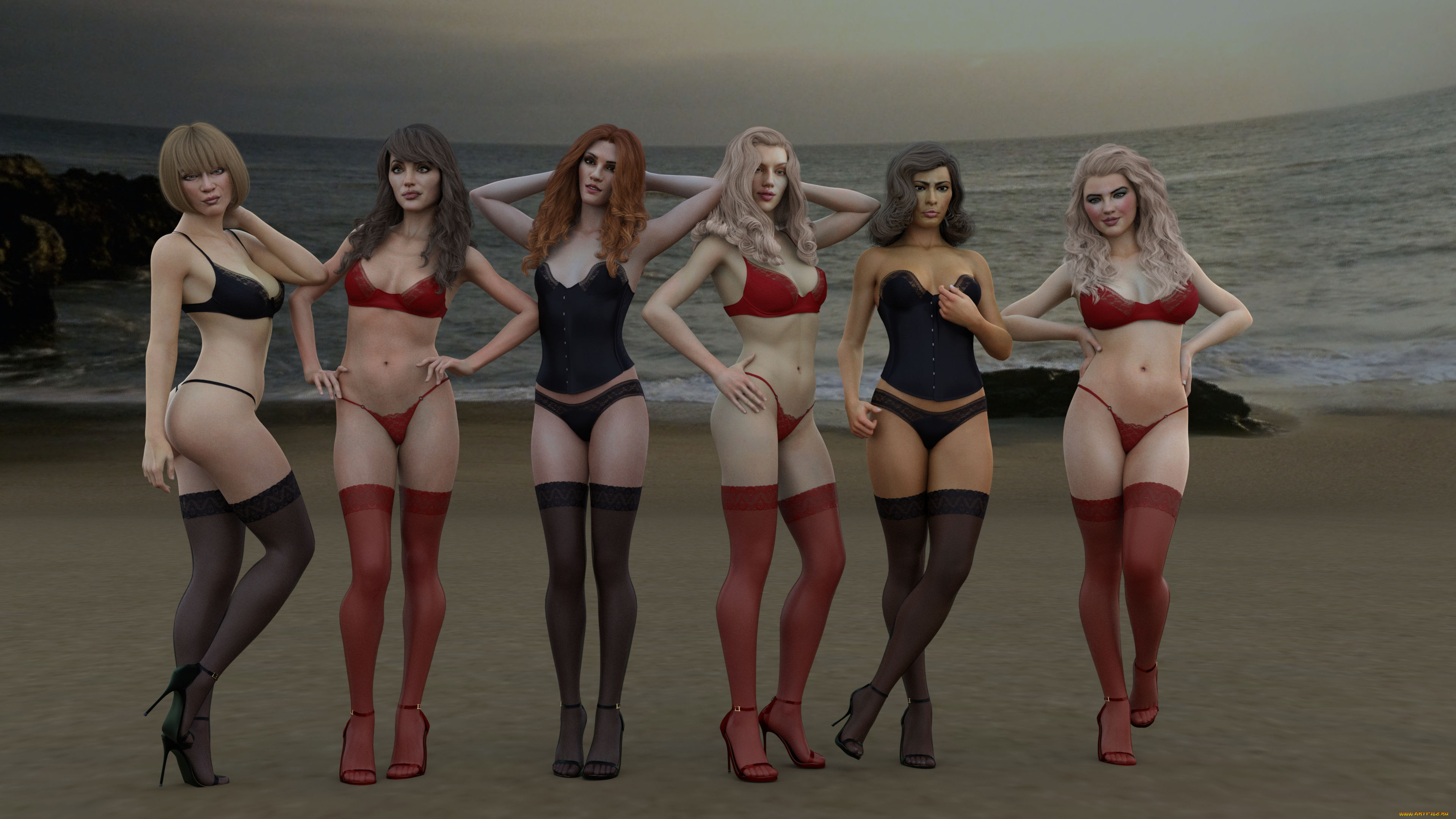 3д, графика, люди, , people, девушки, взгляд, фон