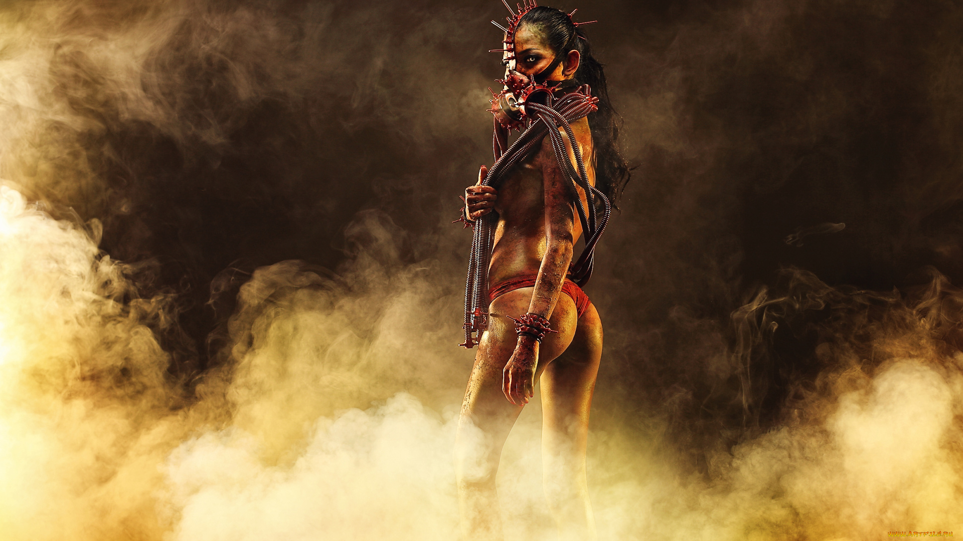 девушки, -, креатив, , косплей, девушка, фон, взгляд, маска