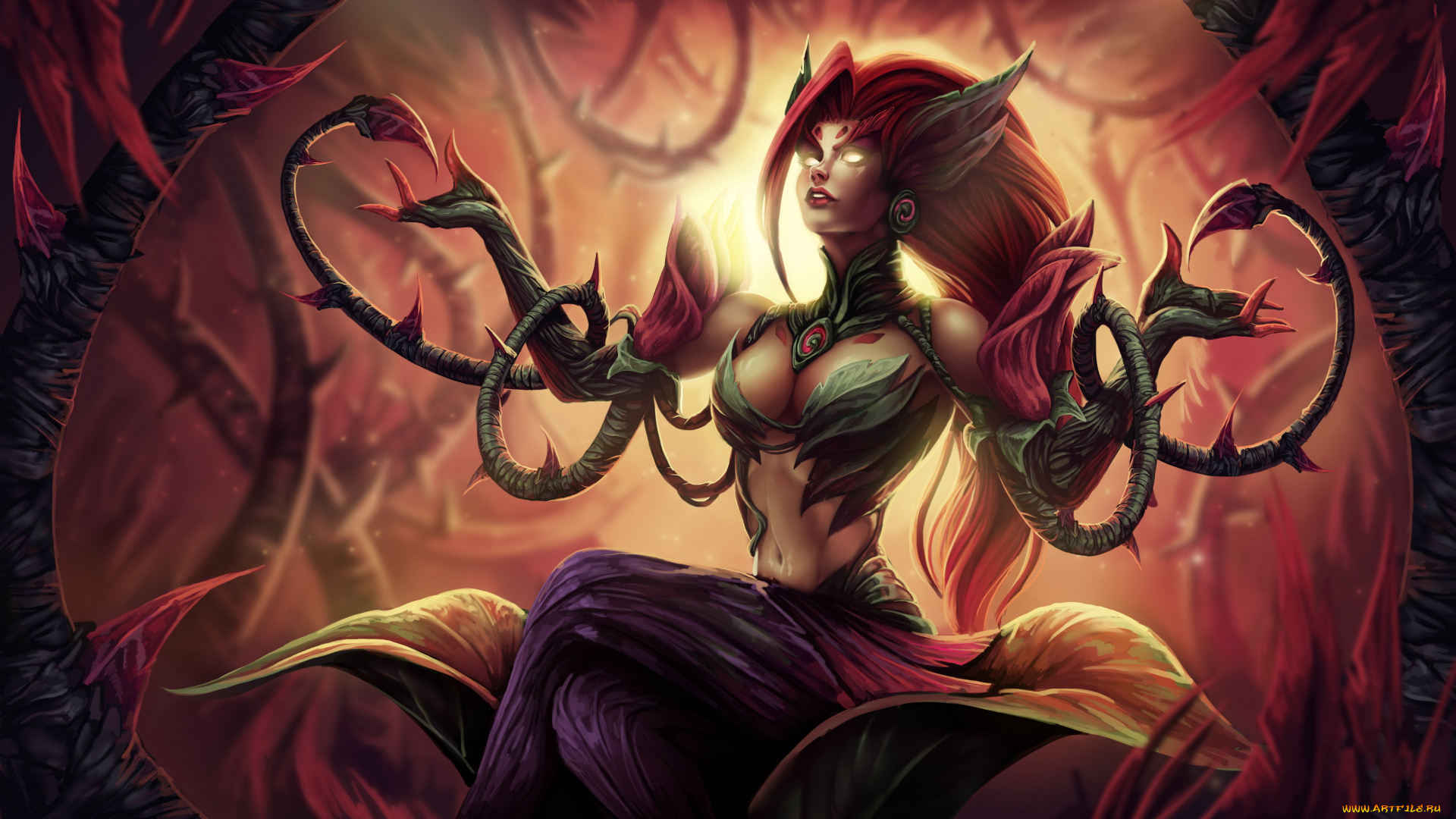 league, of, legends, видео, игры, девушка, фон, дерево, существо