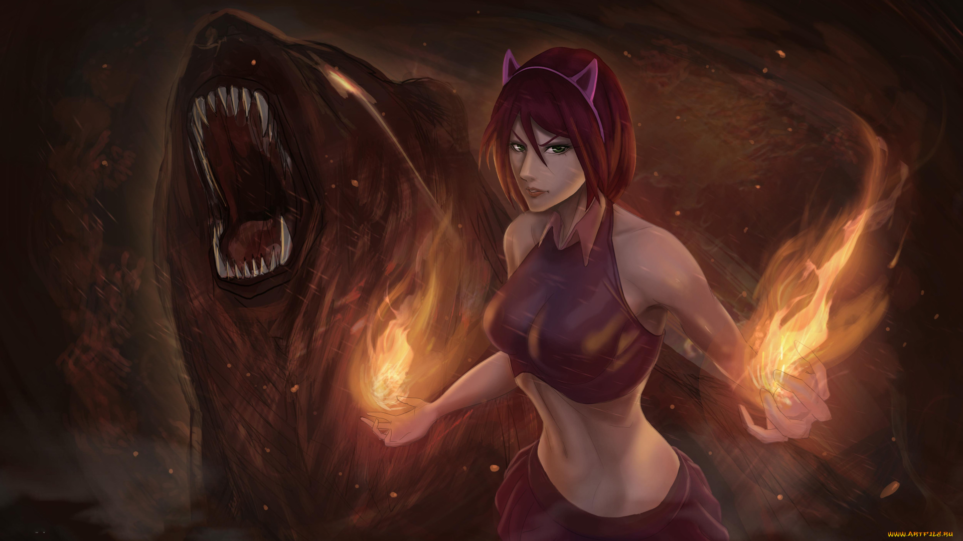 league, of, legends, видео, игры, девушка, медведь, оскал, фон, взгляд, магия
