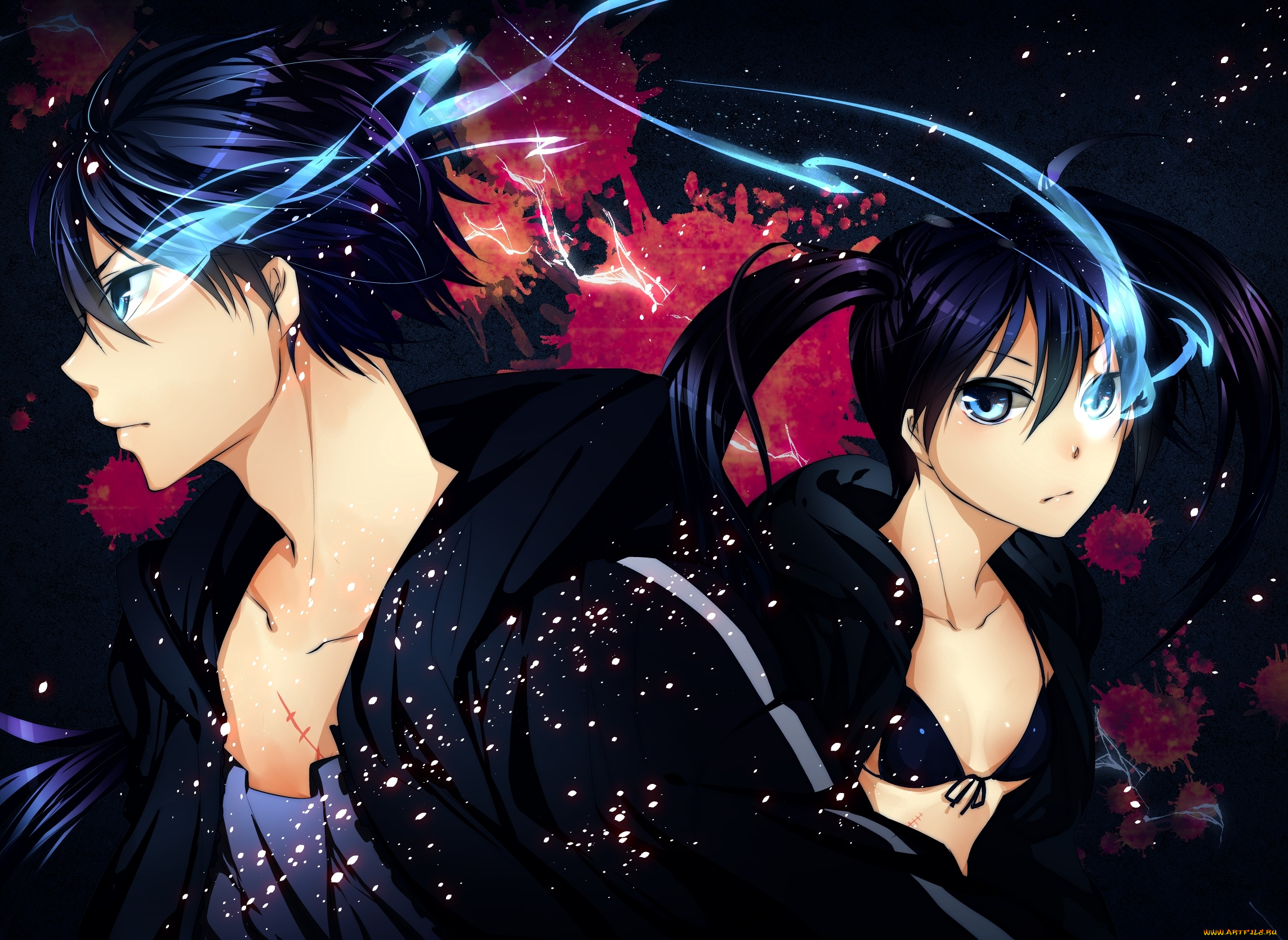 аниме, black, rock, shooter, black, rock, shooter