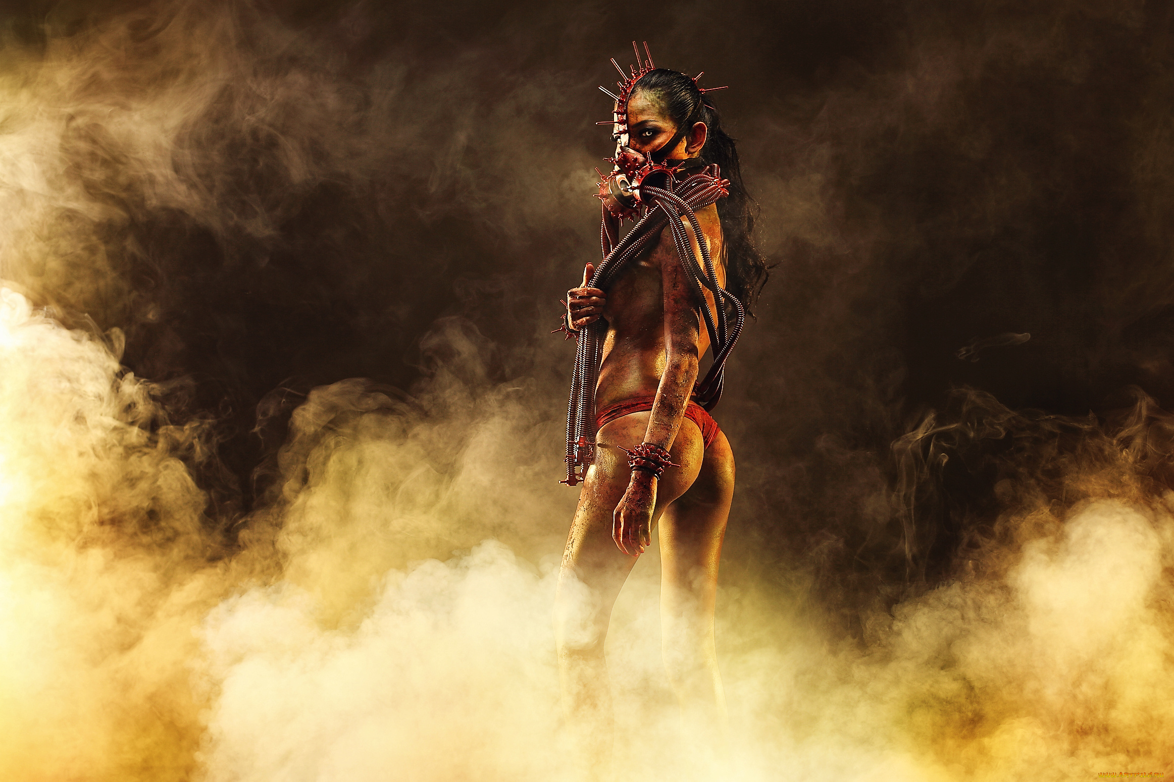 девушки, -, креатив, , косплей, девушка, фон, взгляд, маска