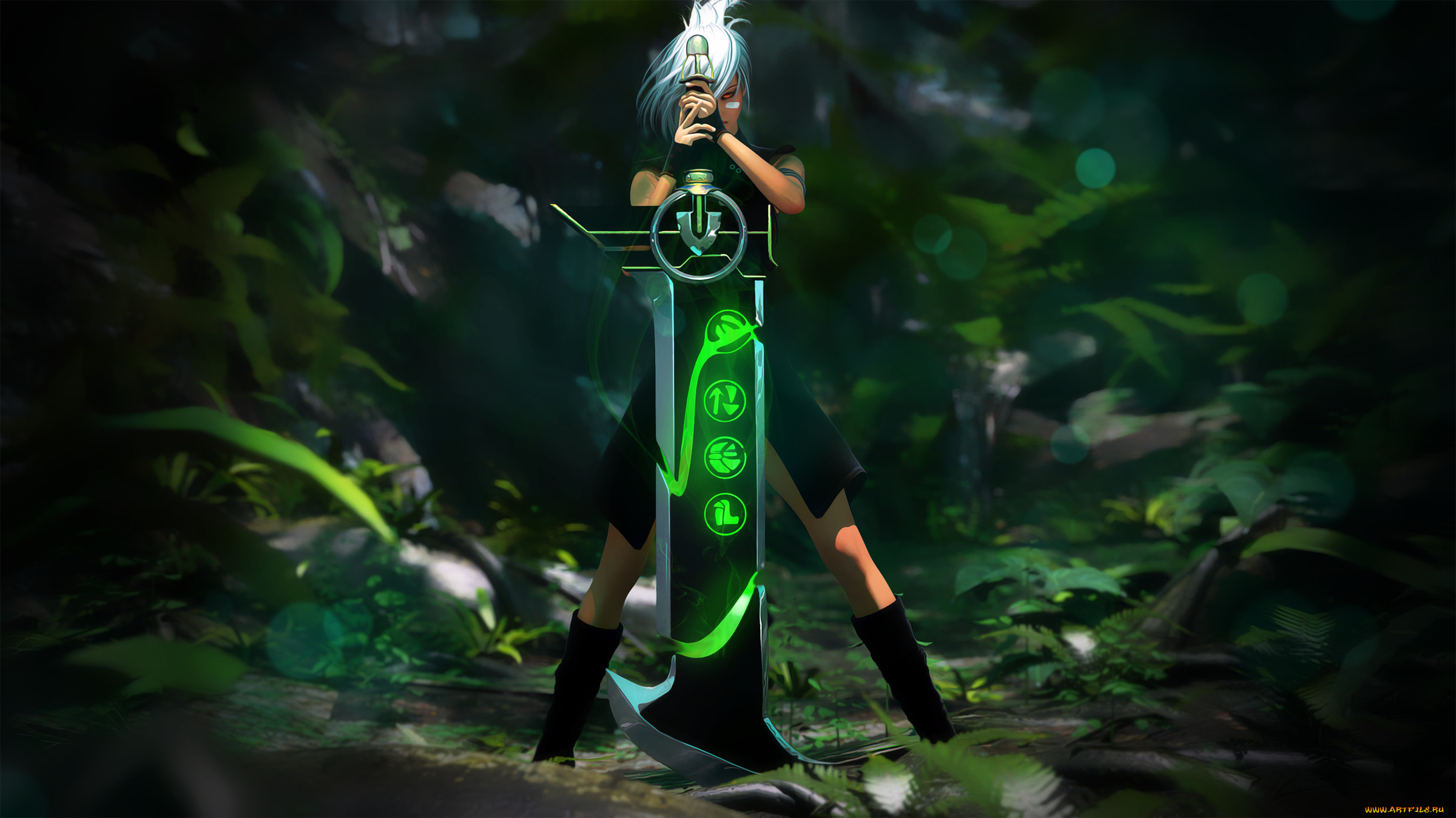 видео, игры, league, of, legends, девушка, фон, меч