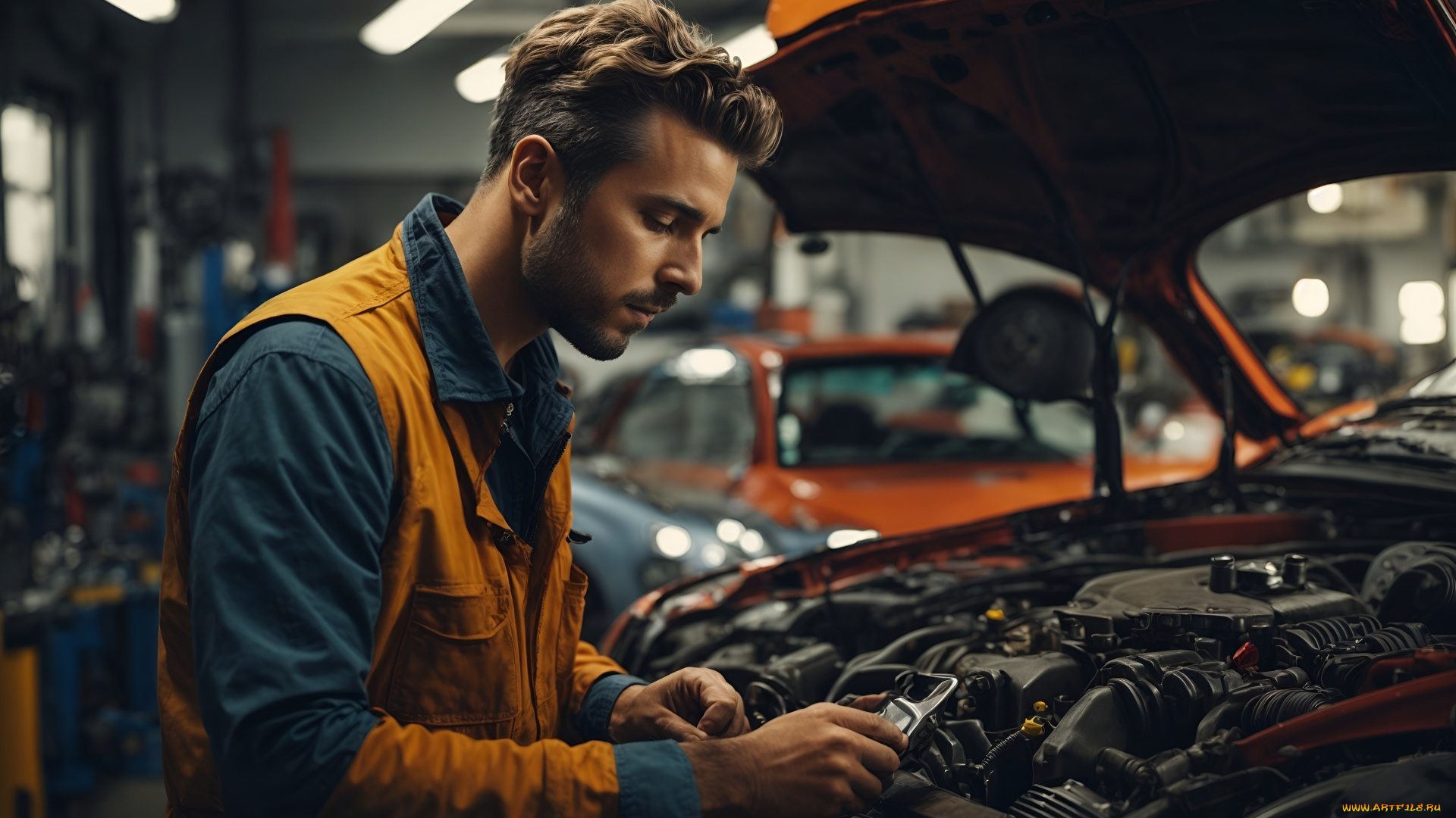 3д, графика, люди, , people, автомеханик