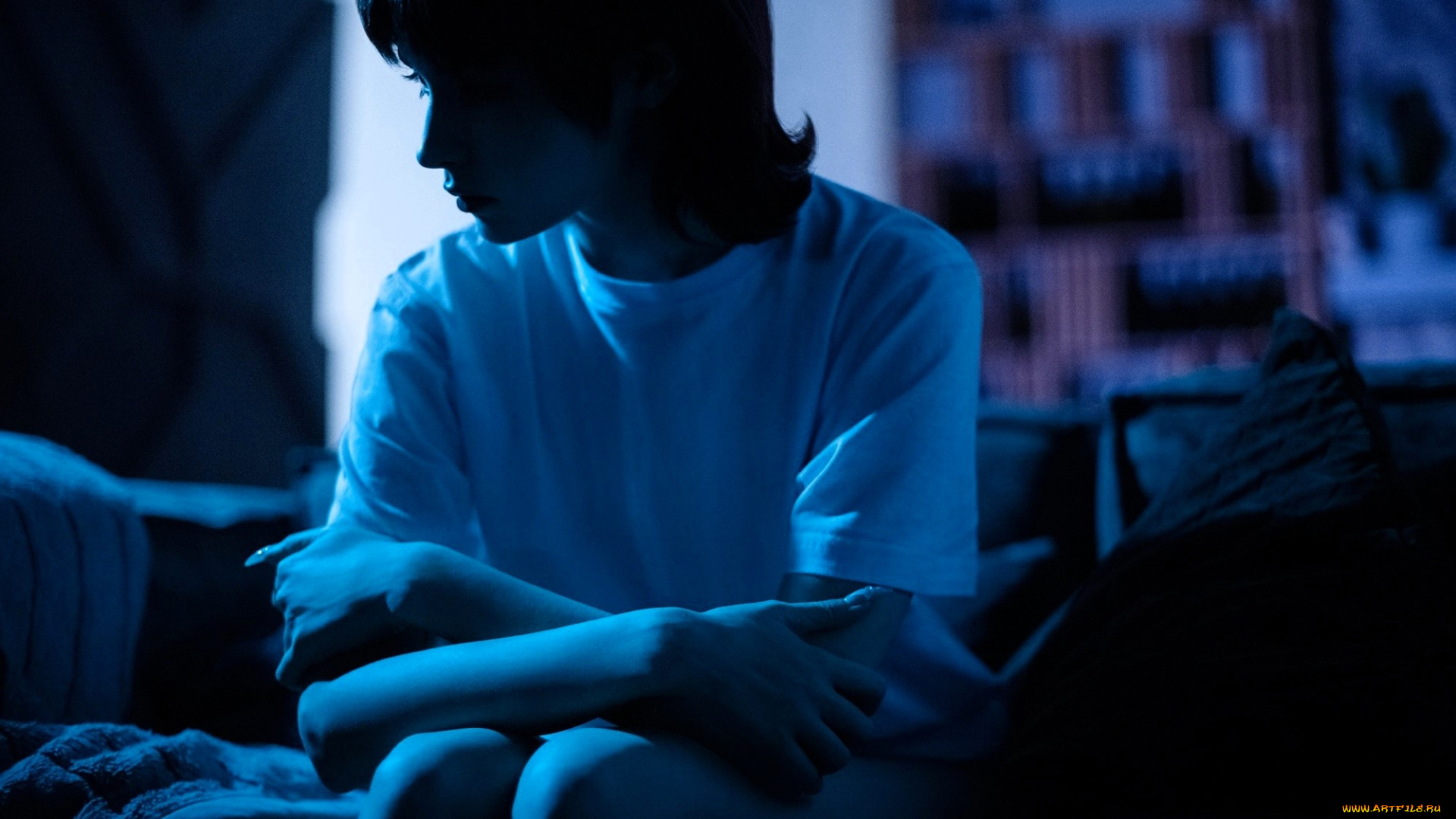 девушки, tenletters, образ, бессонница, футболка, кровать