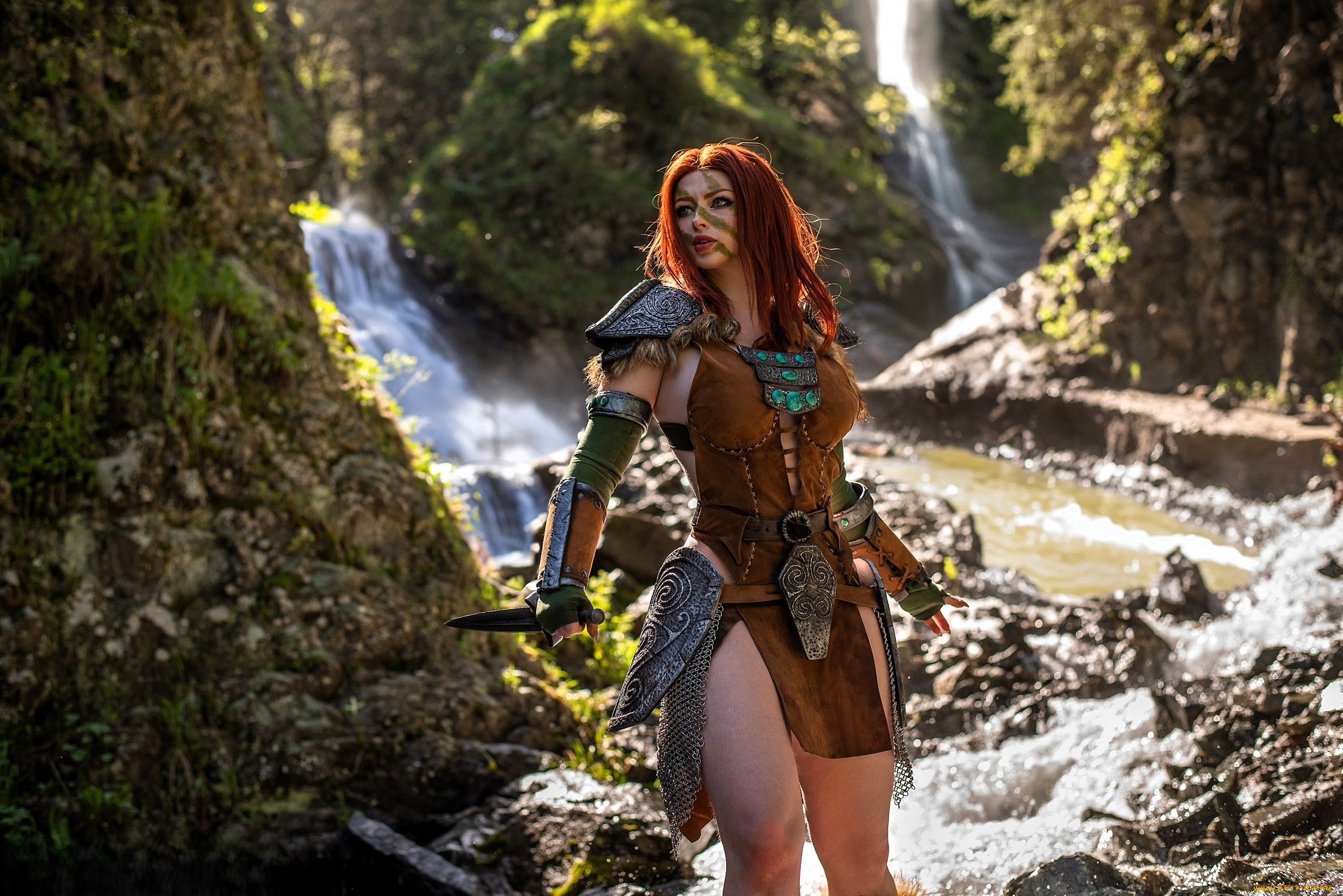 девушки, мария, давыдова, , lady, melamory, образ, косплей, наряд, оружие, горы, река, водопады