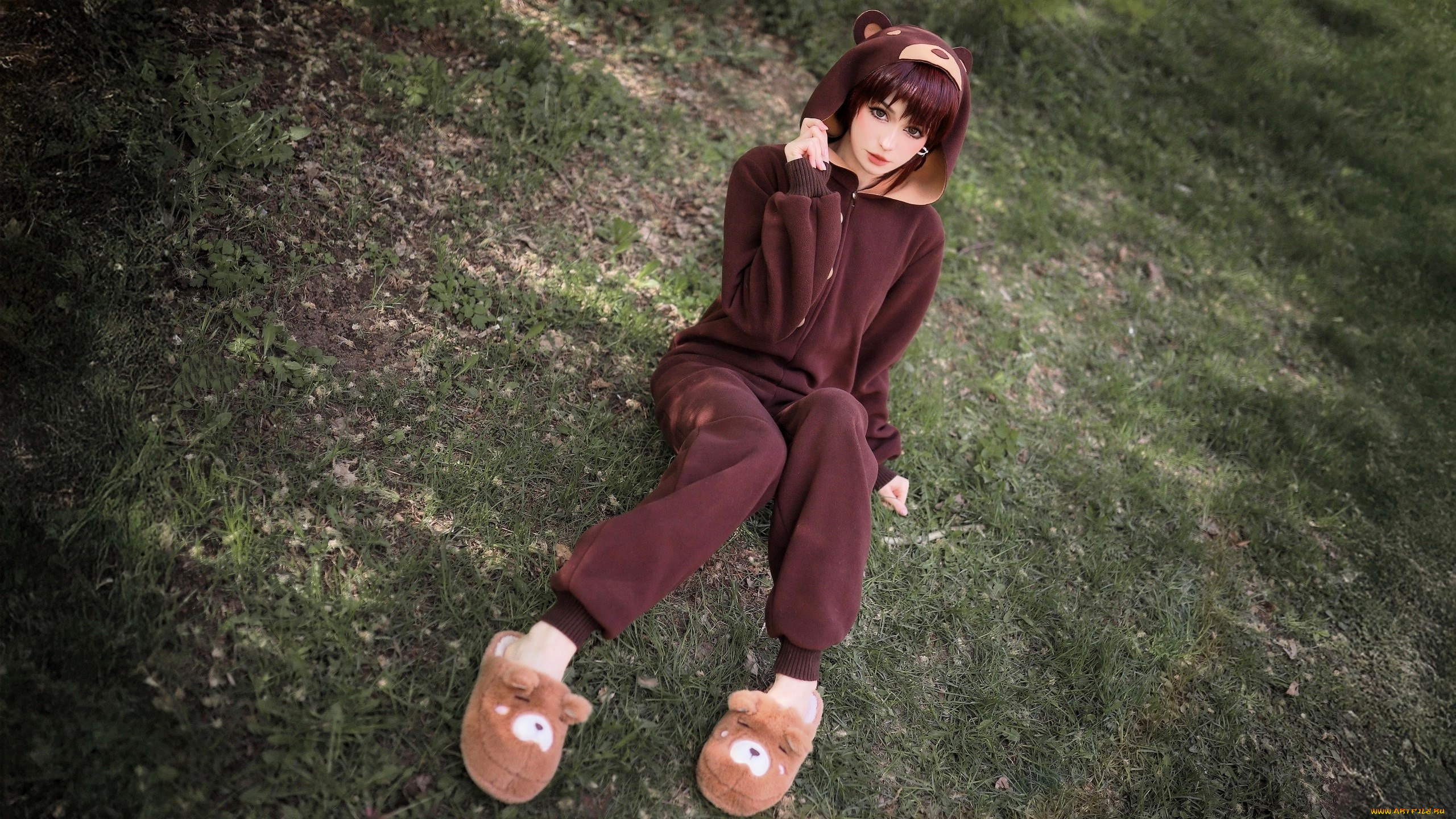 девушки, tenletters, образ, наряд, кугуруми, костюм, тапки, поляна