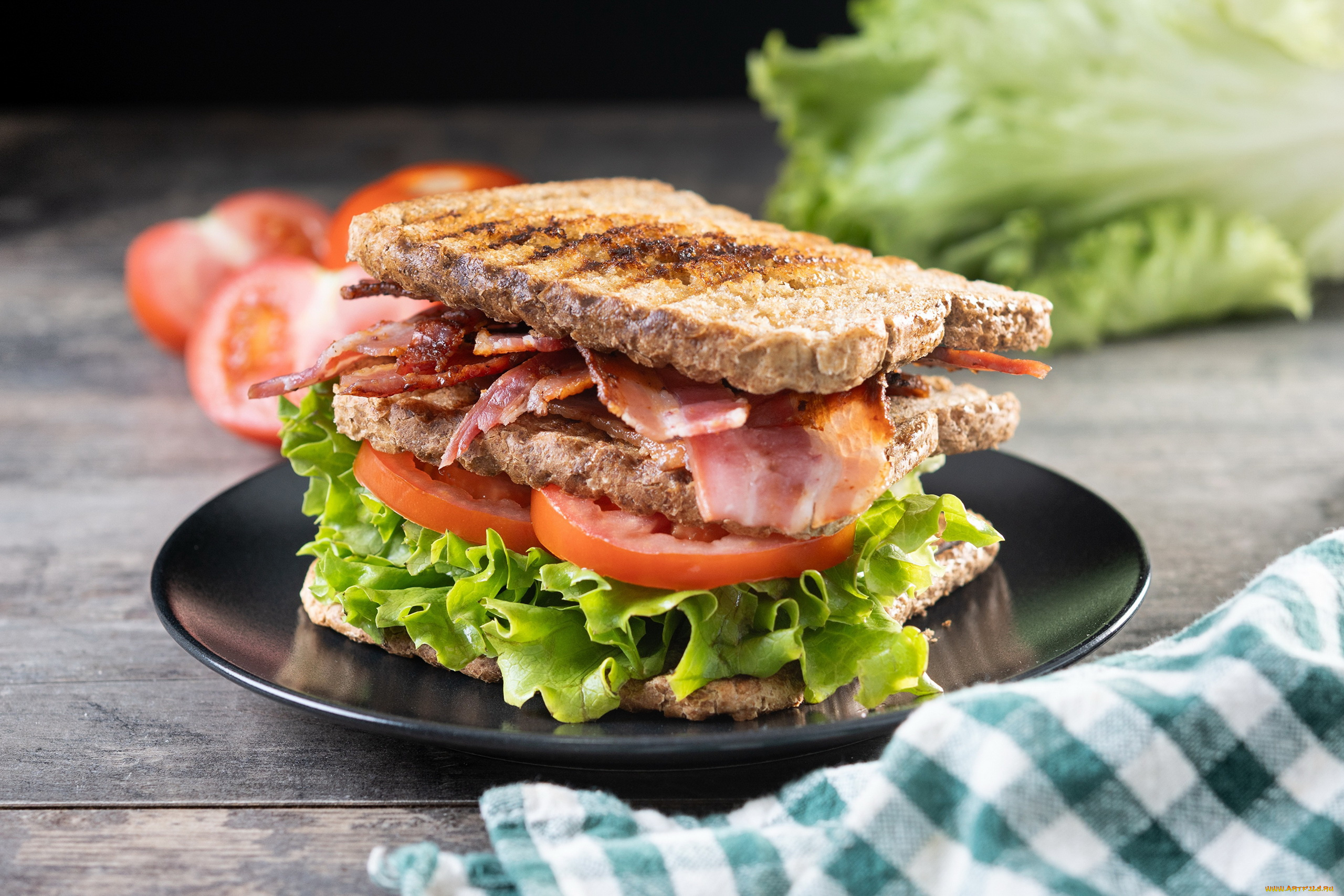 еда, бутерброды, , гамбургеры, , канапе, сэндвич, бекон, помидоры, салат