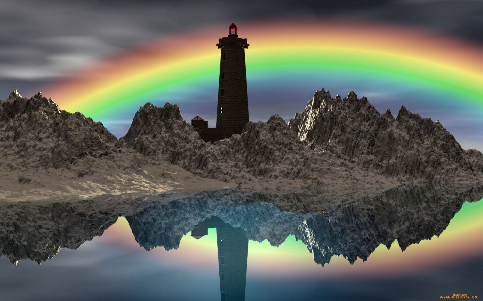 3д, графика, sea, undersea, море, вода, маяк