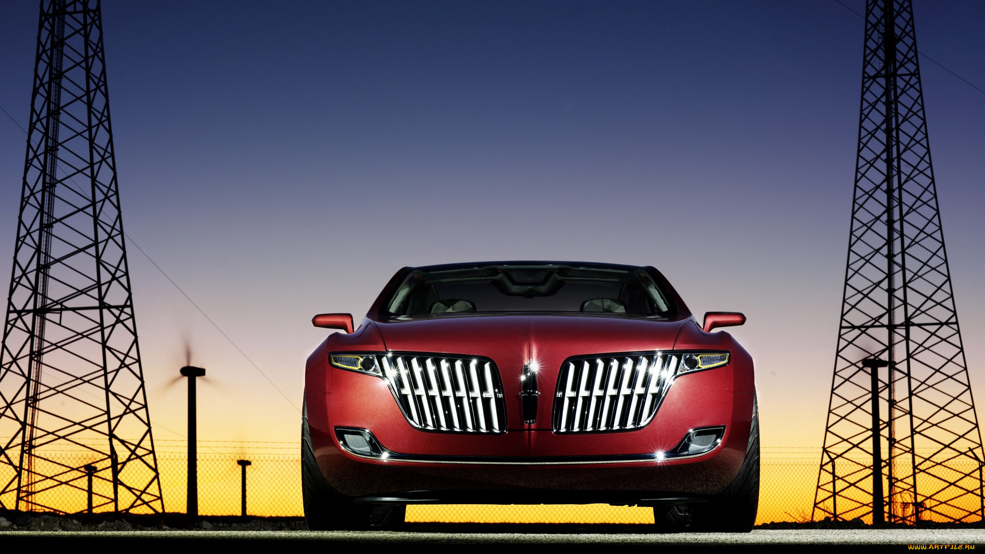 автомобили, lincoln, высоковольтная, линия, красный, автомобиль