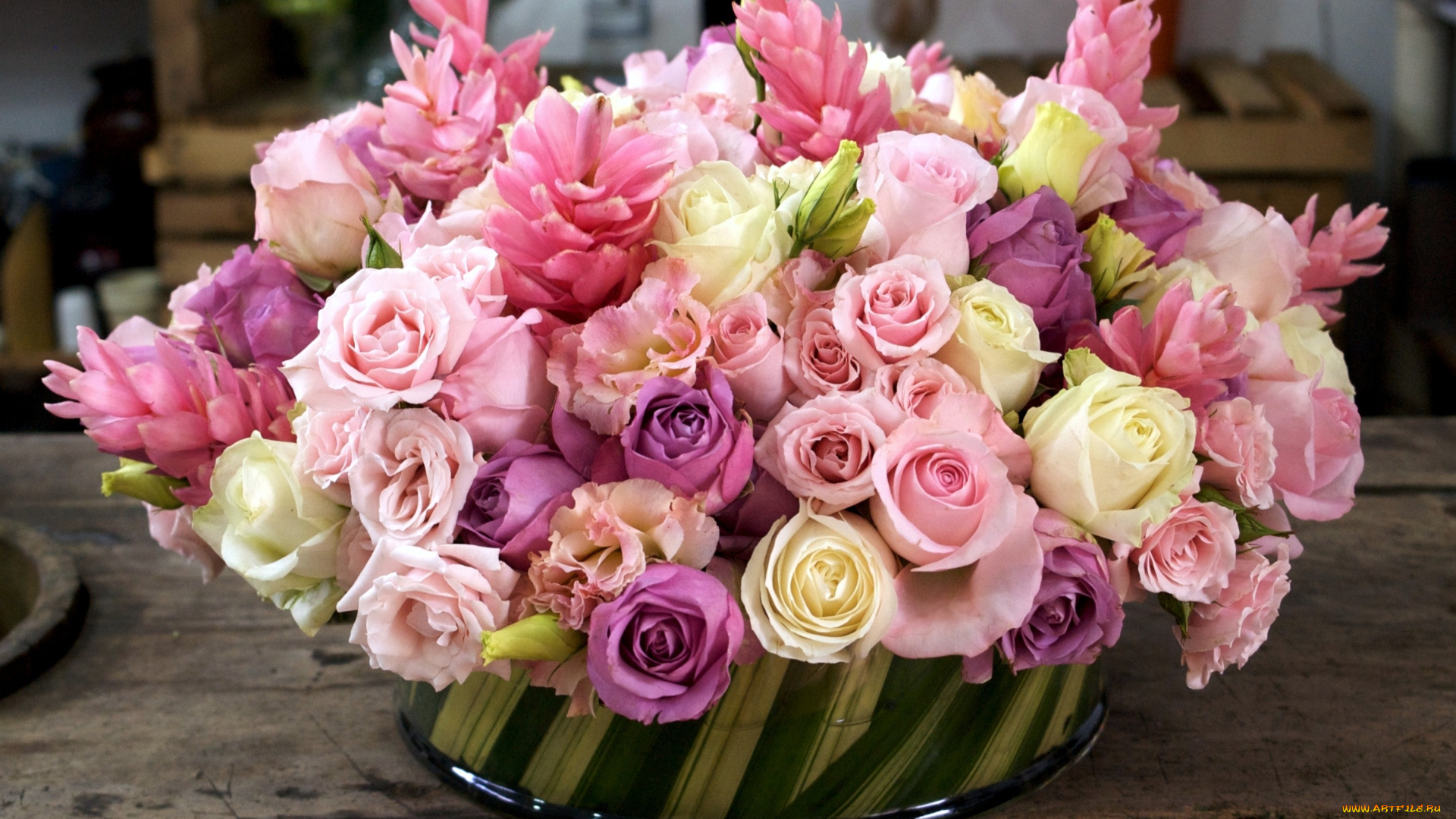 цветы, букеты, композиции, розы, розовый, много