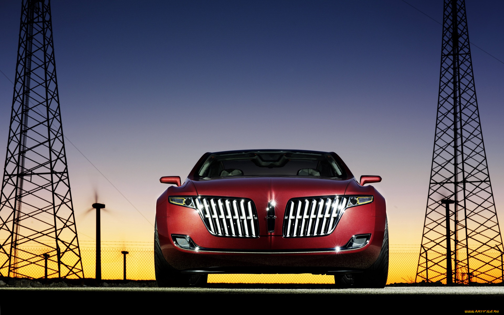 автомобили, lincoln, высоковольтная, линия, красный, автомобиль