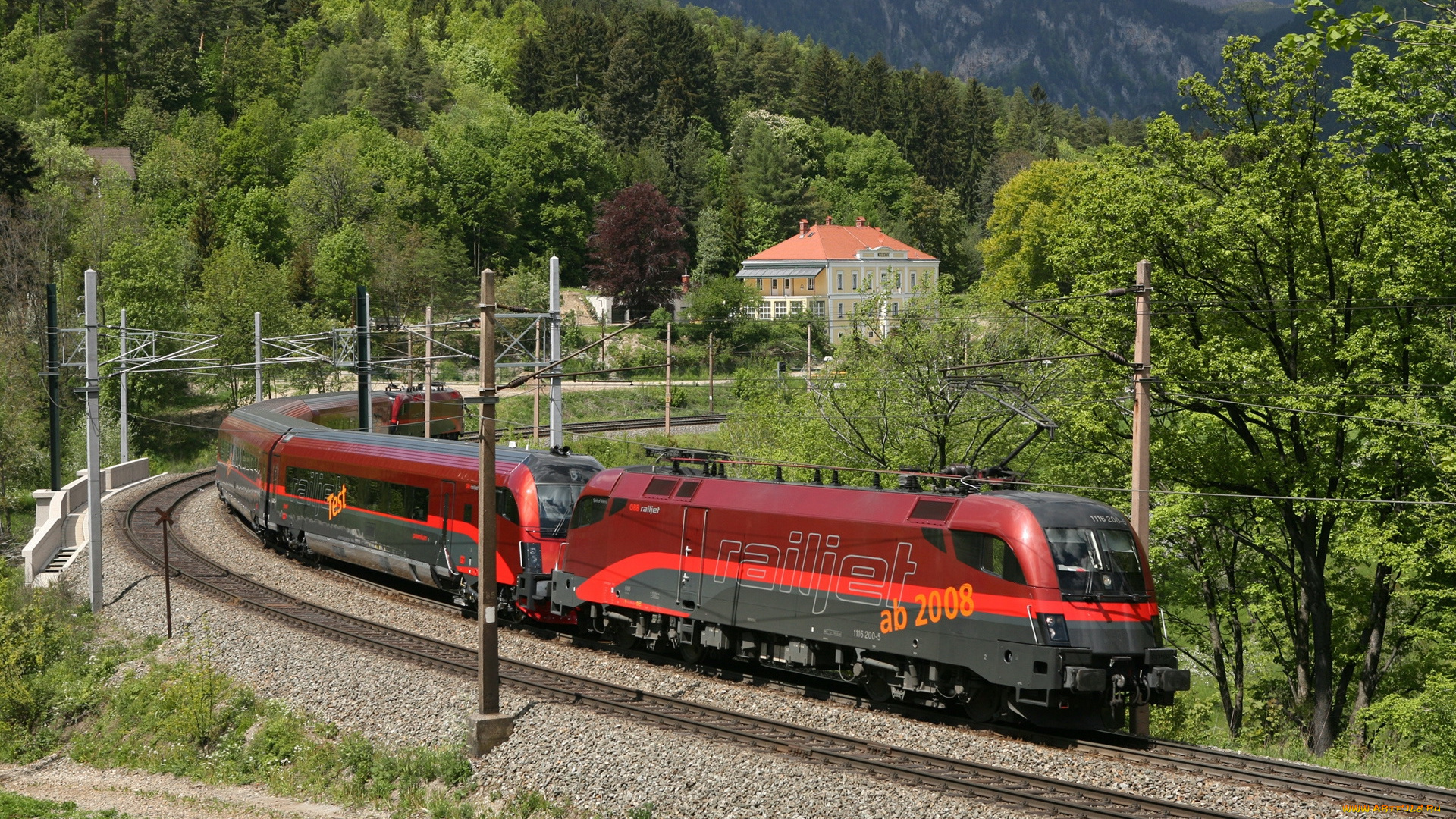 техника, поезда, пути, вираж, поезд