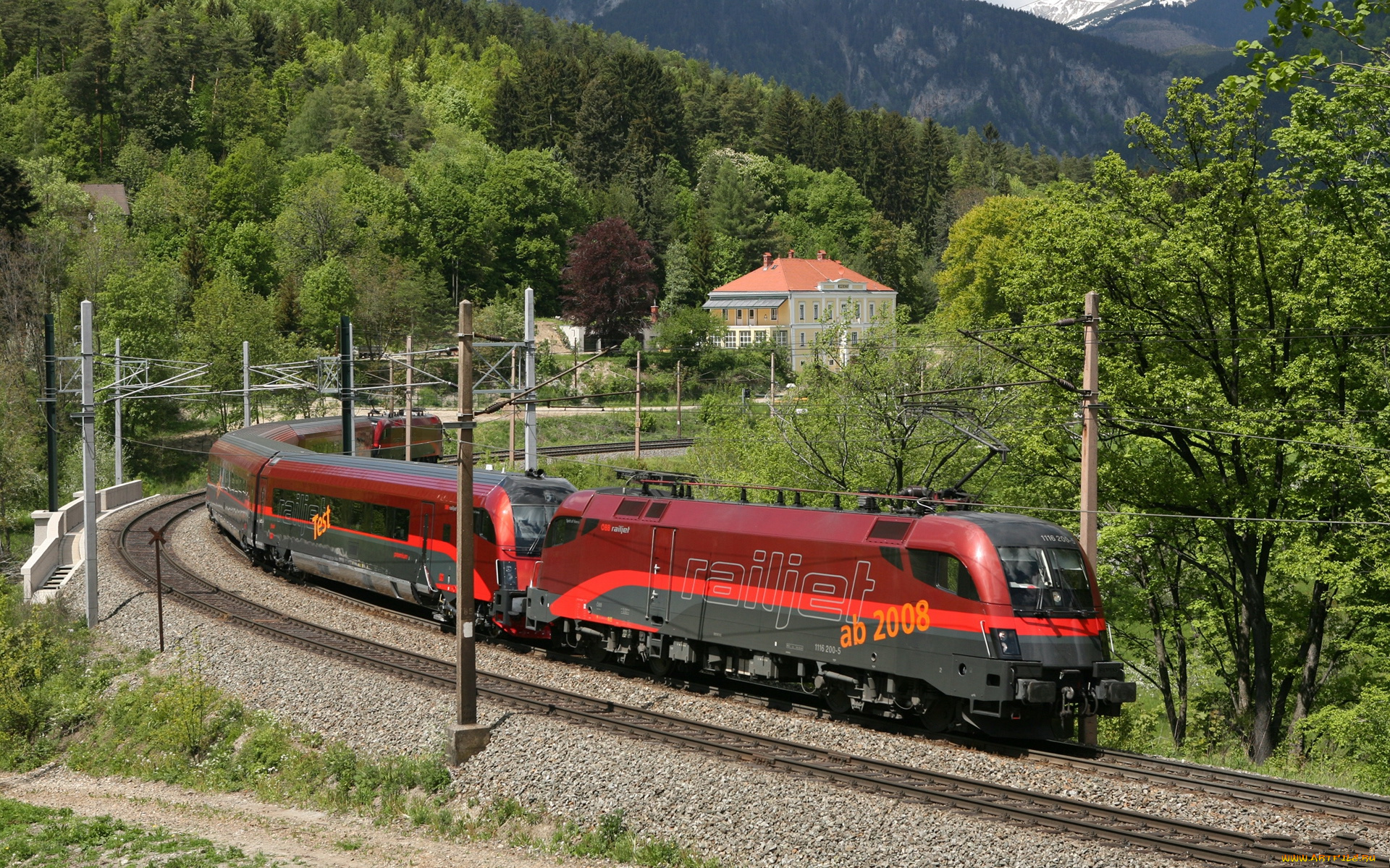 техника, поезда, пути, вираж, поезд