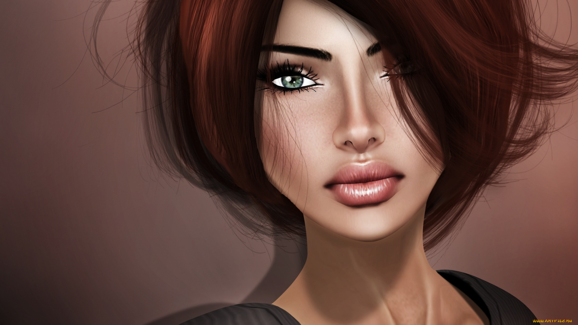 3д, графика, portraits, портрет, брюнетка, девушка