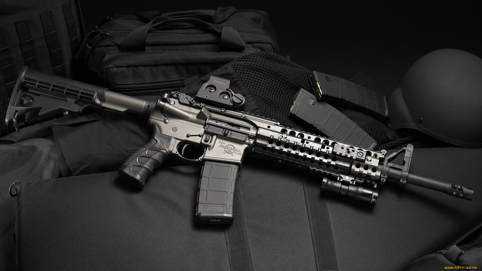оружие, автоматы, автомат, штурмовая, винтовка, assault, rifle, бронежилет, каска, обоймы, сумка