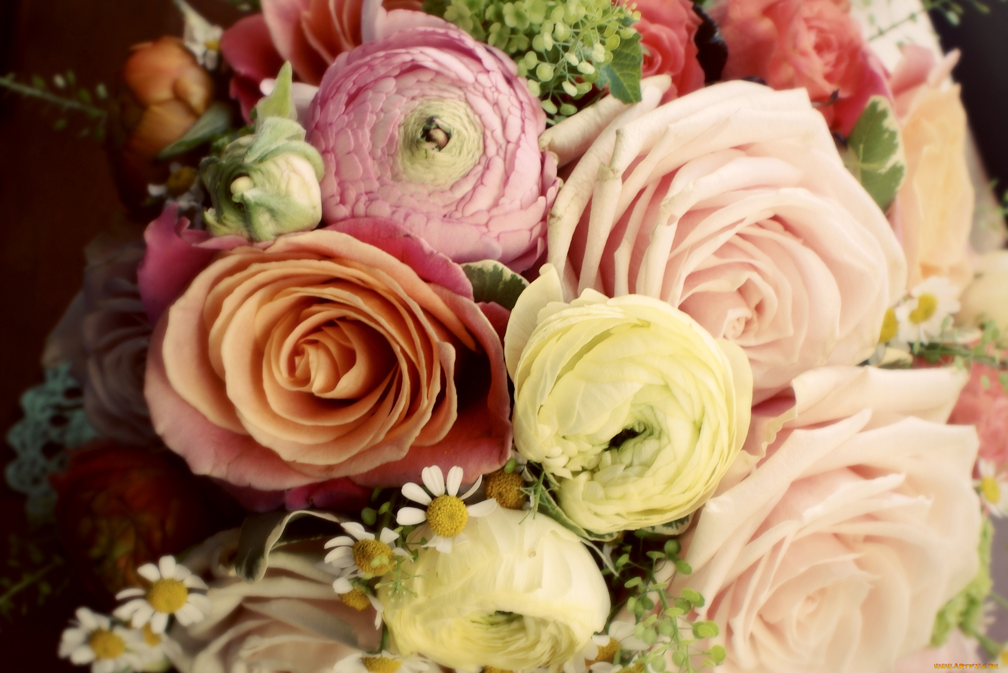 цветы, букеты, композиции, винтаж, розы, ранункулюс