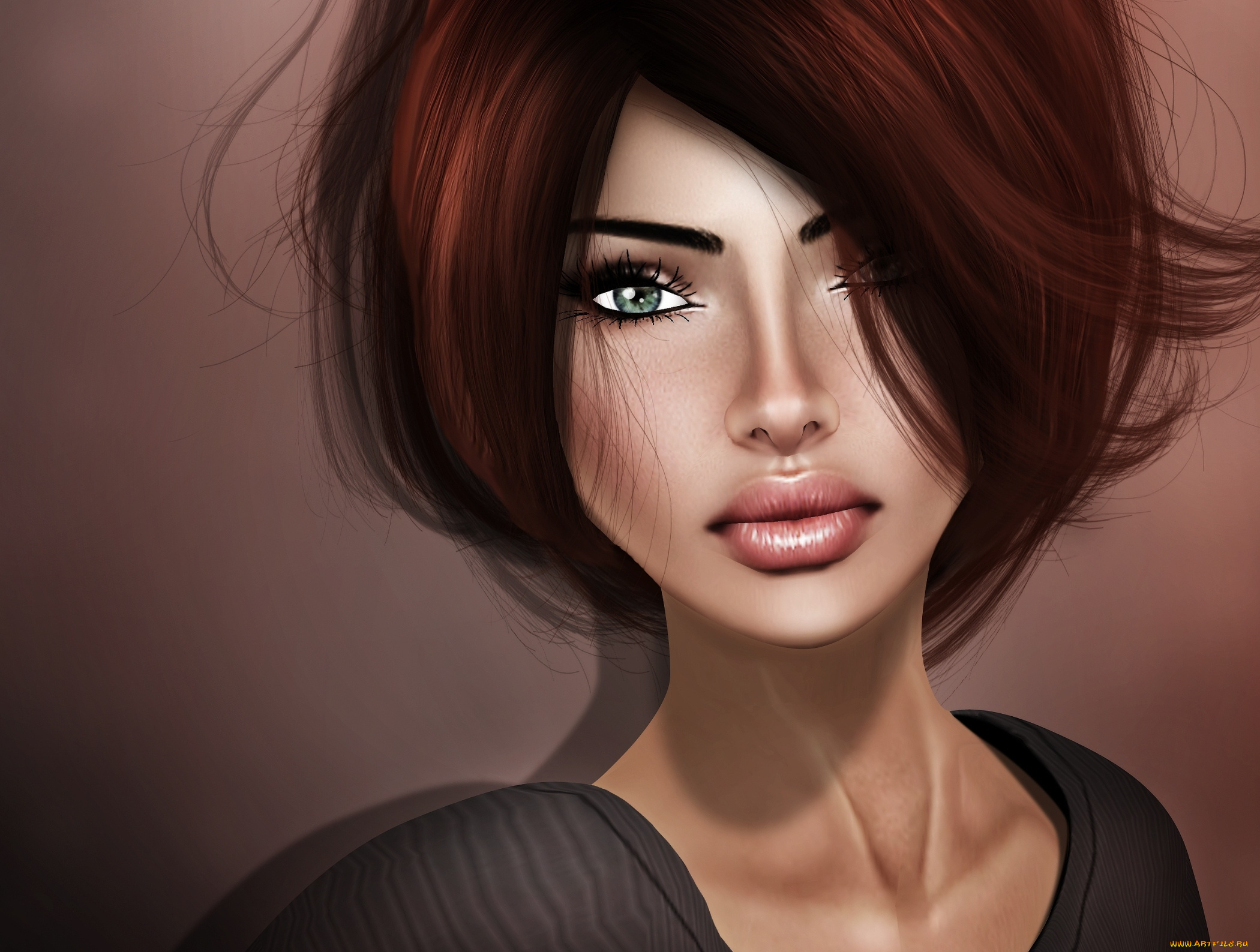 3д, графика, portraits, портрет, брюнетка, девушка