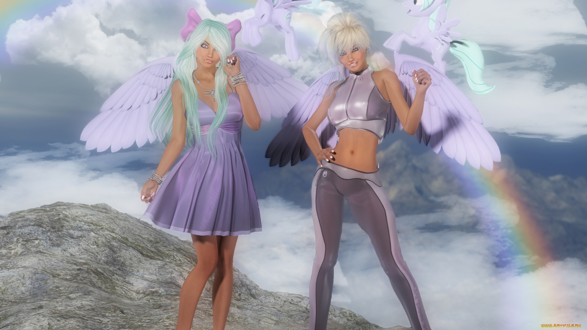 3д, графика, ангел, , angel, девушка, взгляд, пони, улыбка