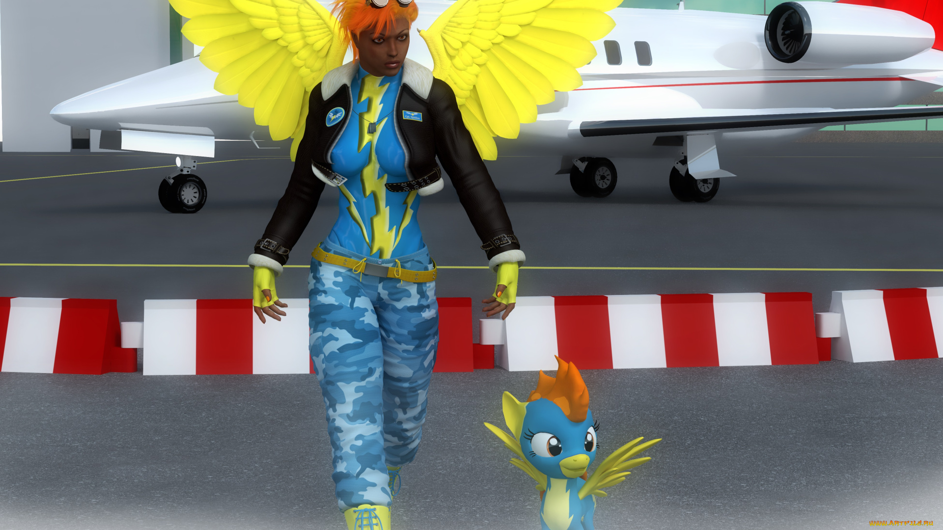 3д, графика, фантазия, , fantasy, крылья, пони, взгляд, девушка, самолет