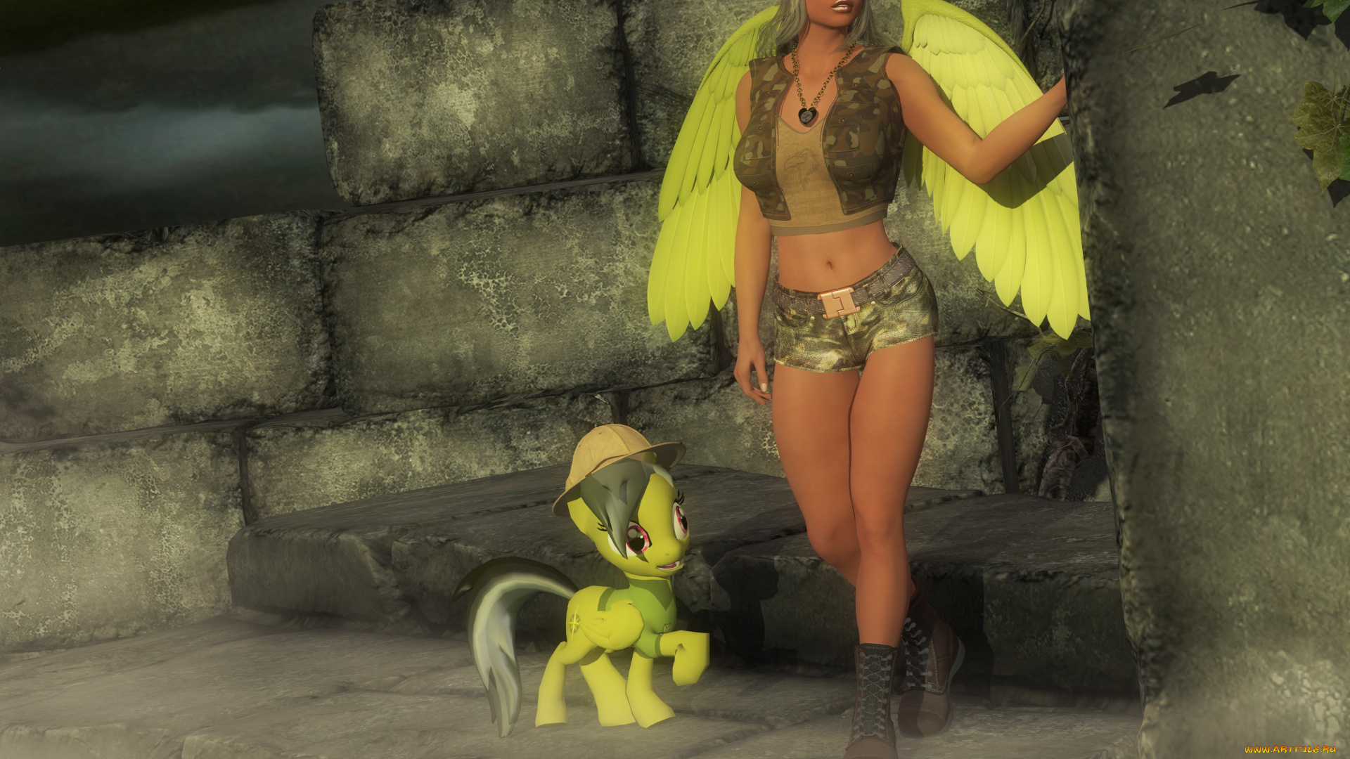 3д, графика, фантазия, , fantasy, пони, крылья, взгляд, девушка