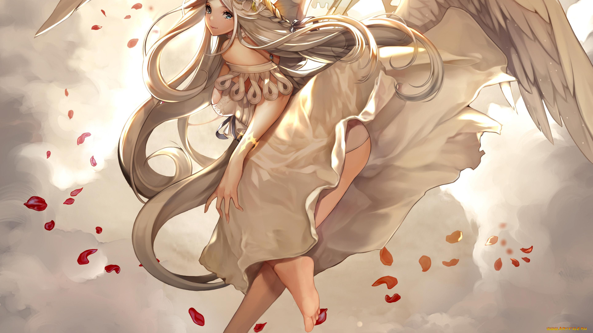 аниме, -angels, &, demons, платье, ангел, девушка