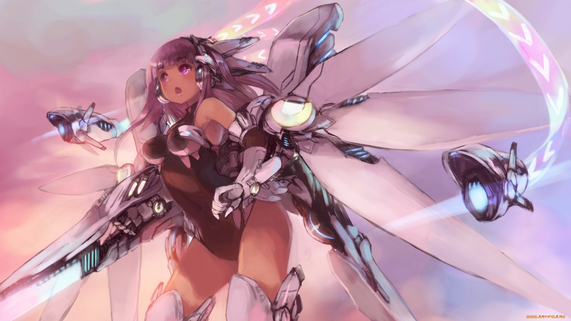 аниме, -weapon, , blood, &, technology, девушка, оружие, технологии