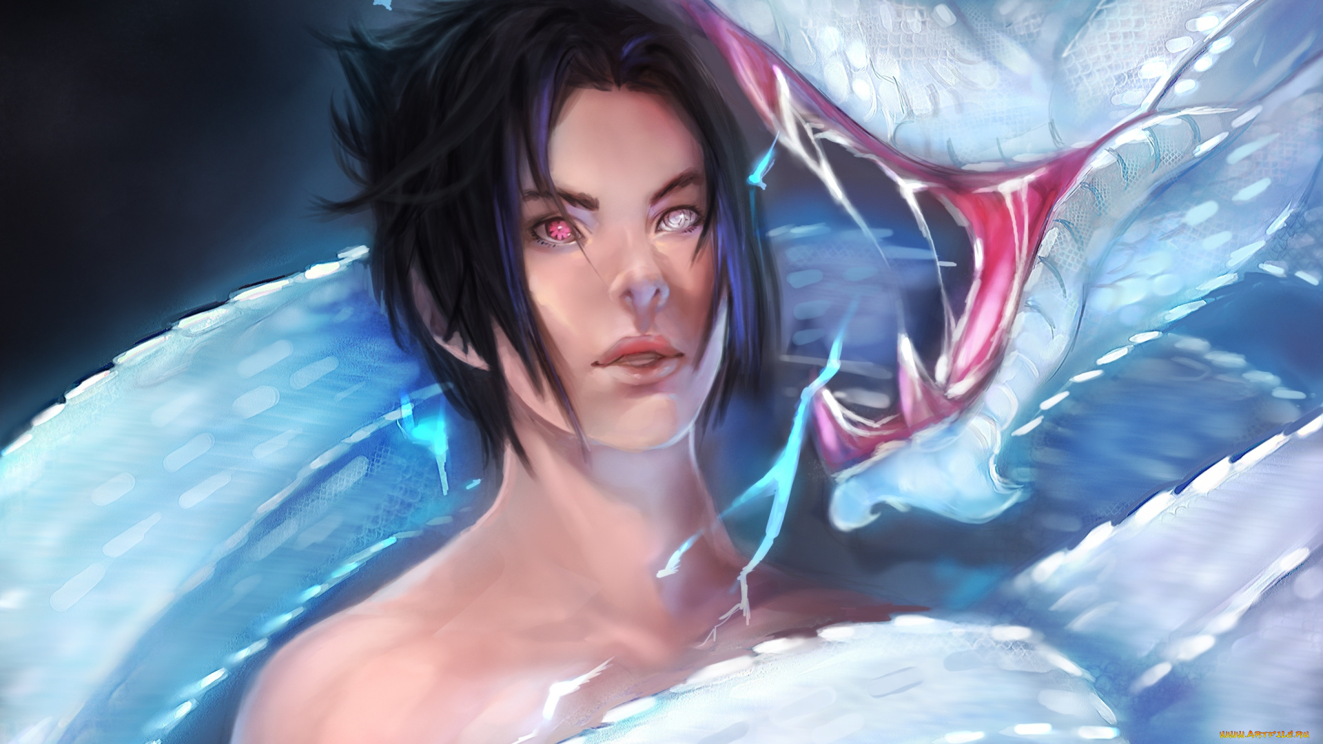 аниме, naruto, anime, the, white, snake, sasuke, uchiha