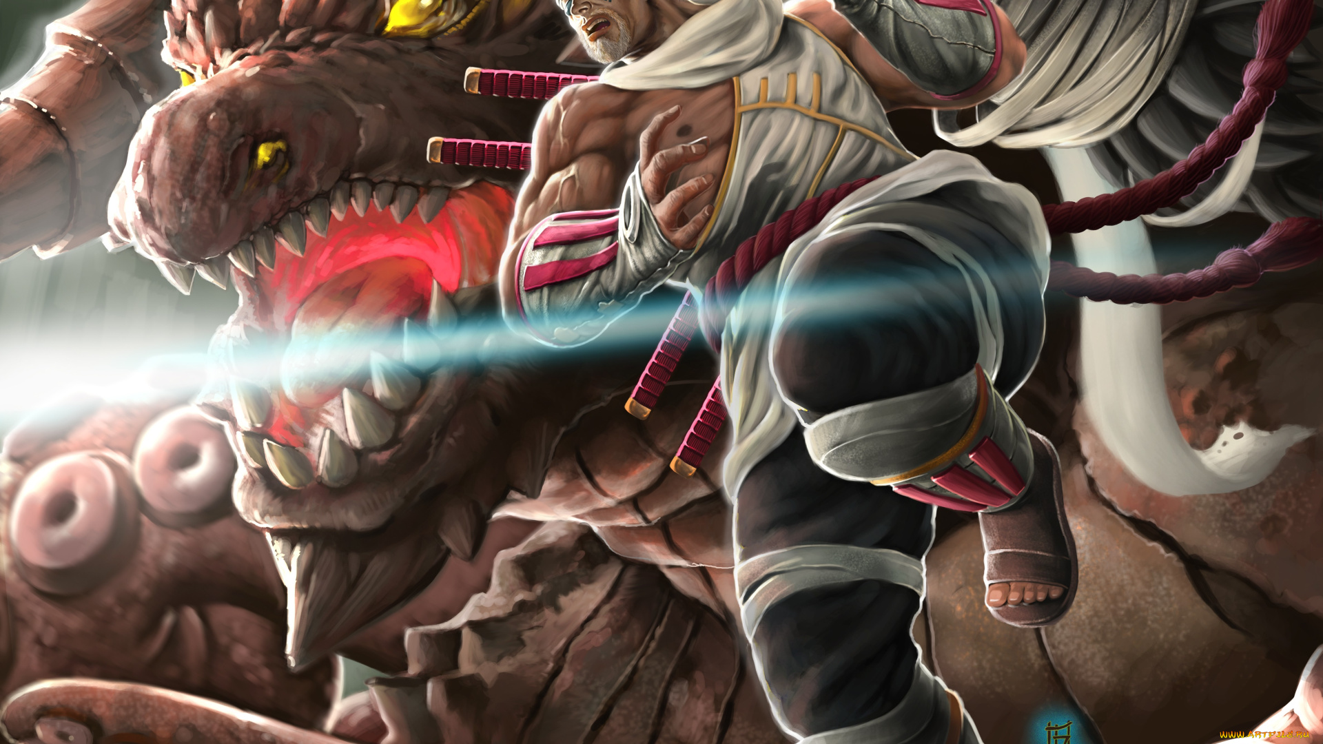 аниме, naruto, джуби, монстр, оружие, мужчина, арт, хачиби