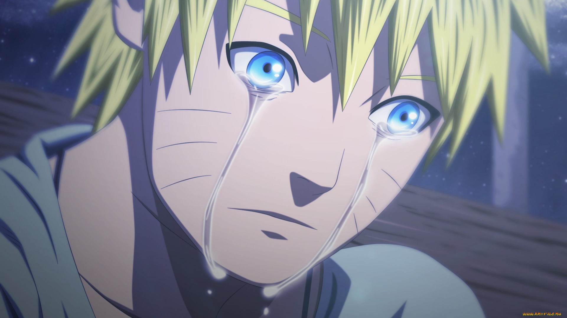 аниме, naruto, наруто, печаль, парень, блондин, слёзы