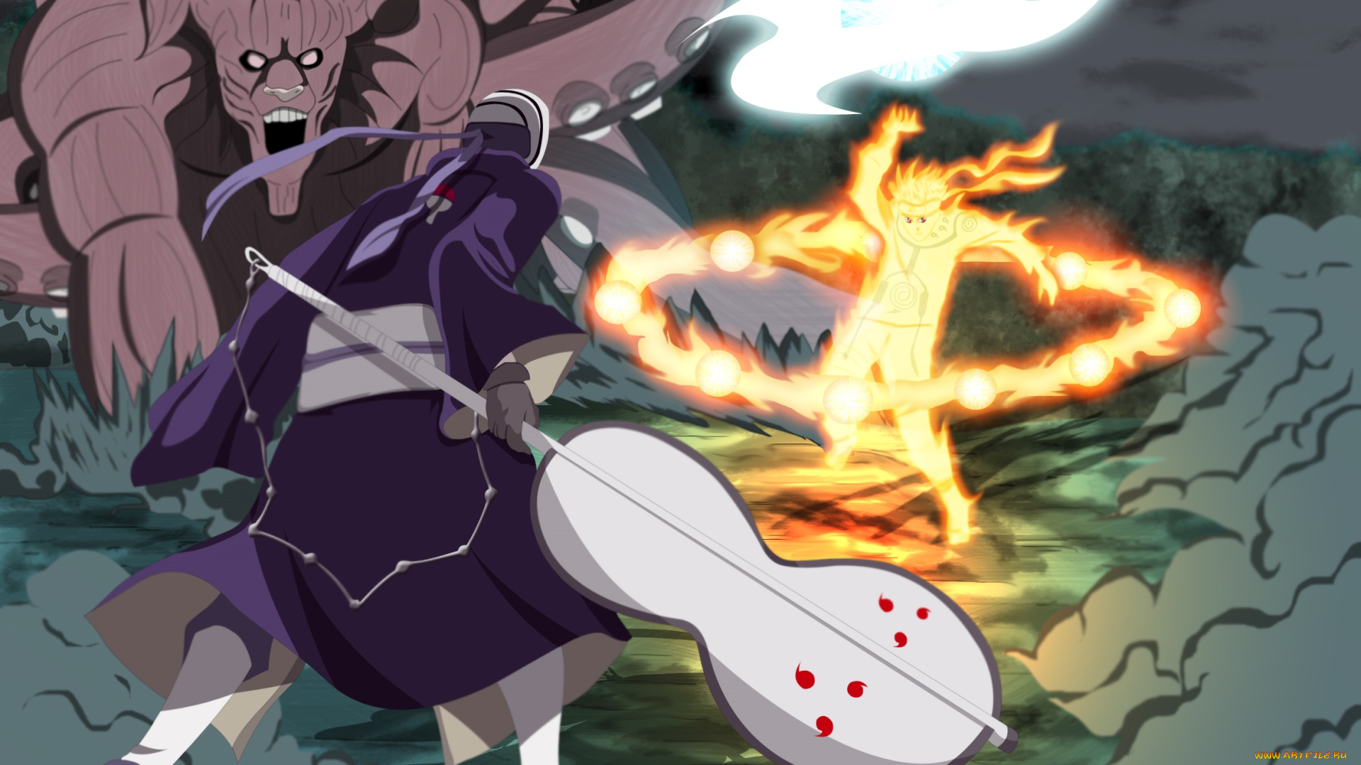 аниме, naruto, наруто, ураганные, хроники, персонажи, узумаки, обито, учиха, оружин, хачиби, разен-сюрикен