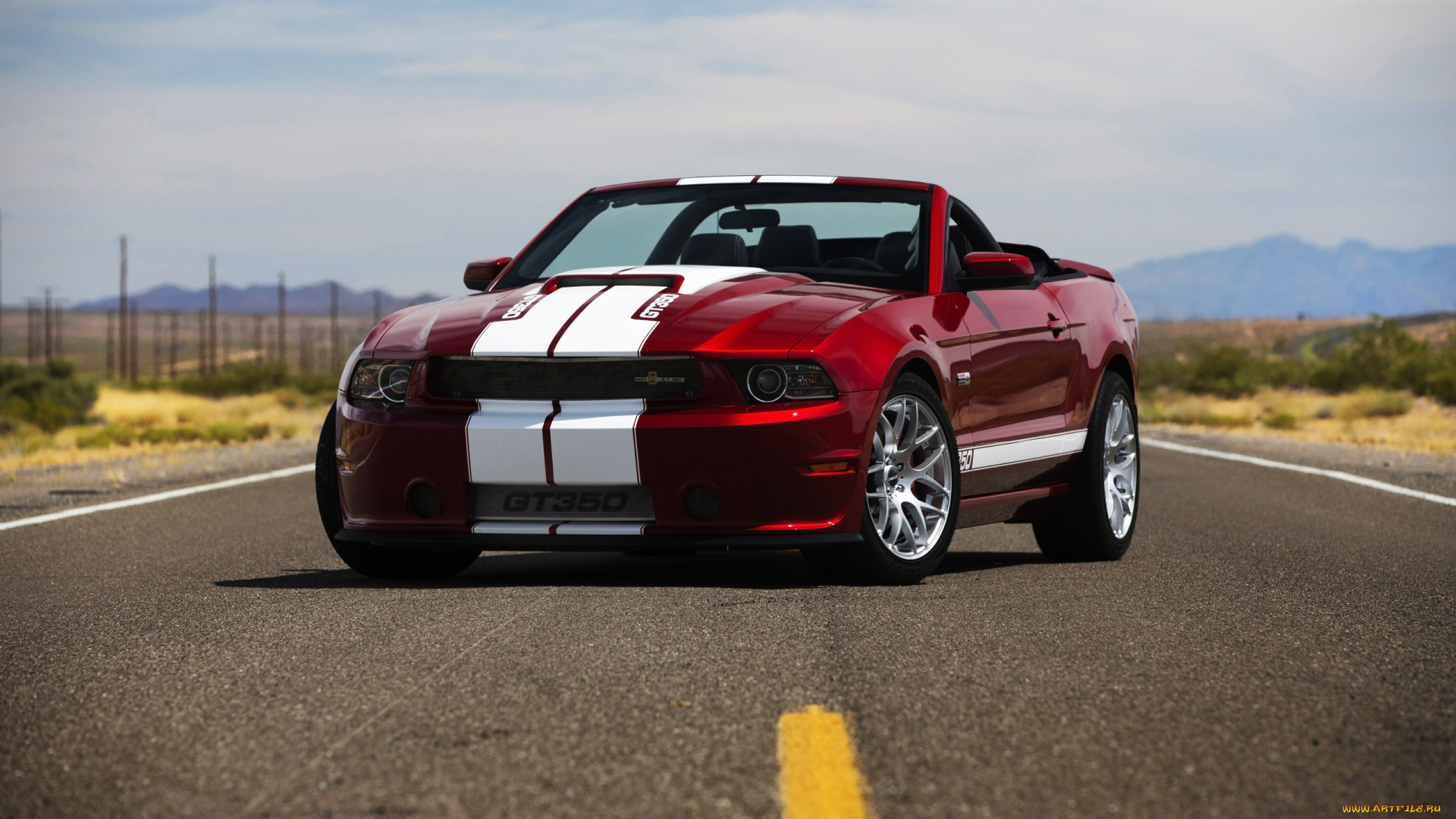 автомобили, mustang, ford, shelby, gt350, красный, кабриолет, шоссе, дорога, трасса