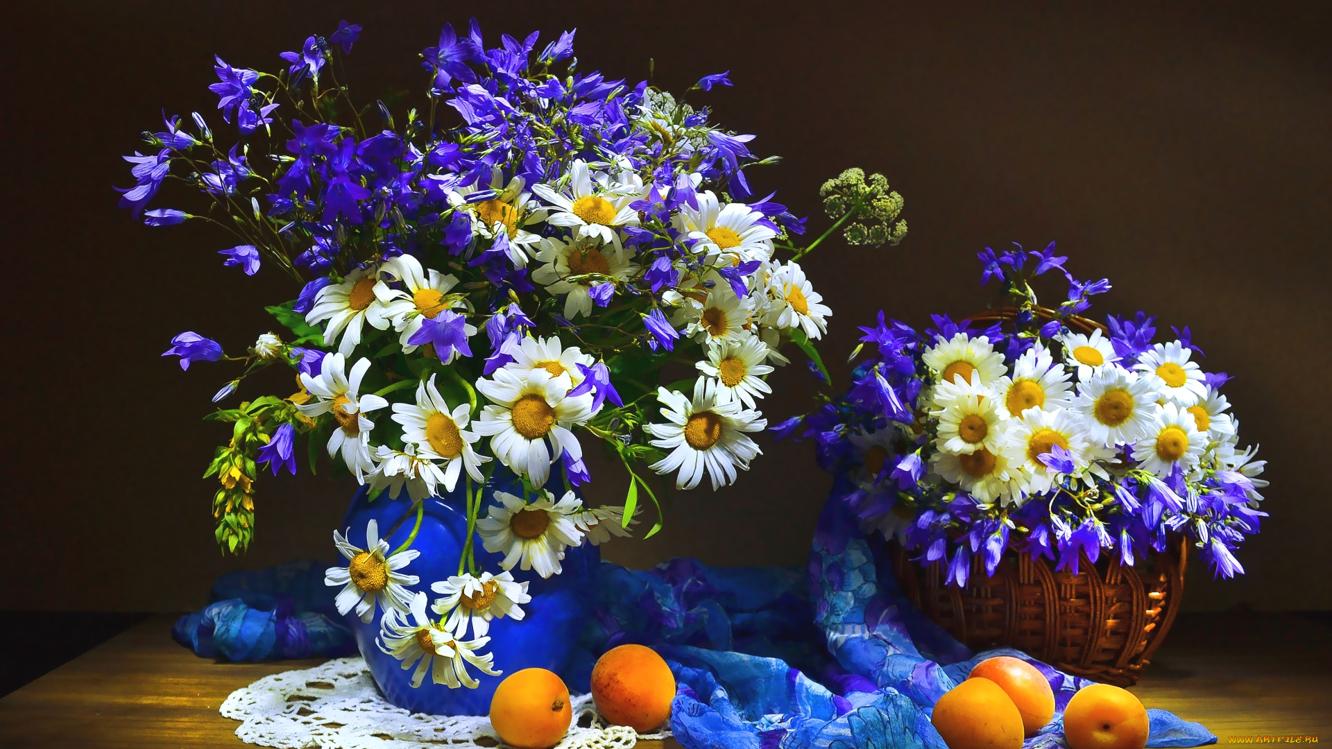 цветы, луговые, , полевые, , цветы, колокольчики, ромашки, абрикосы