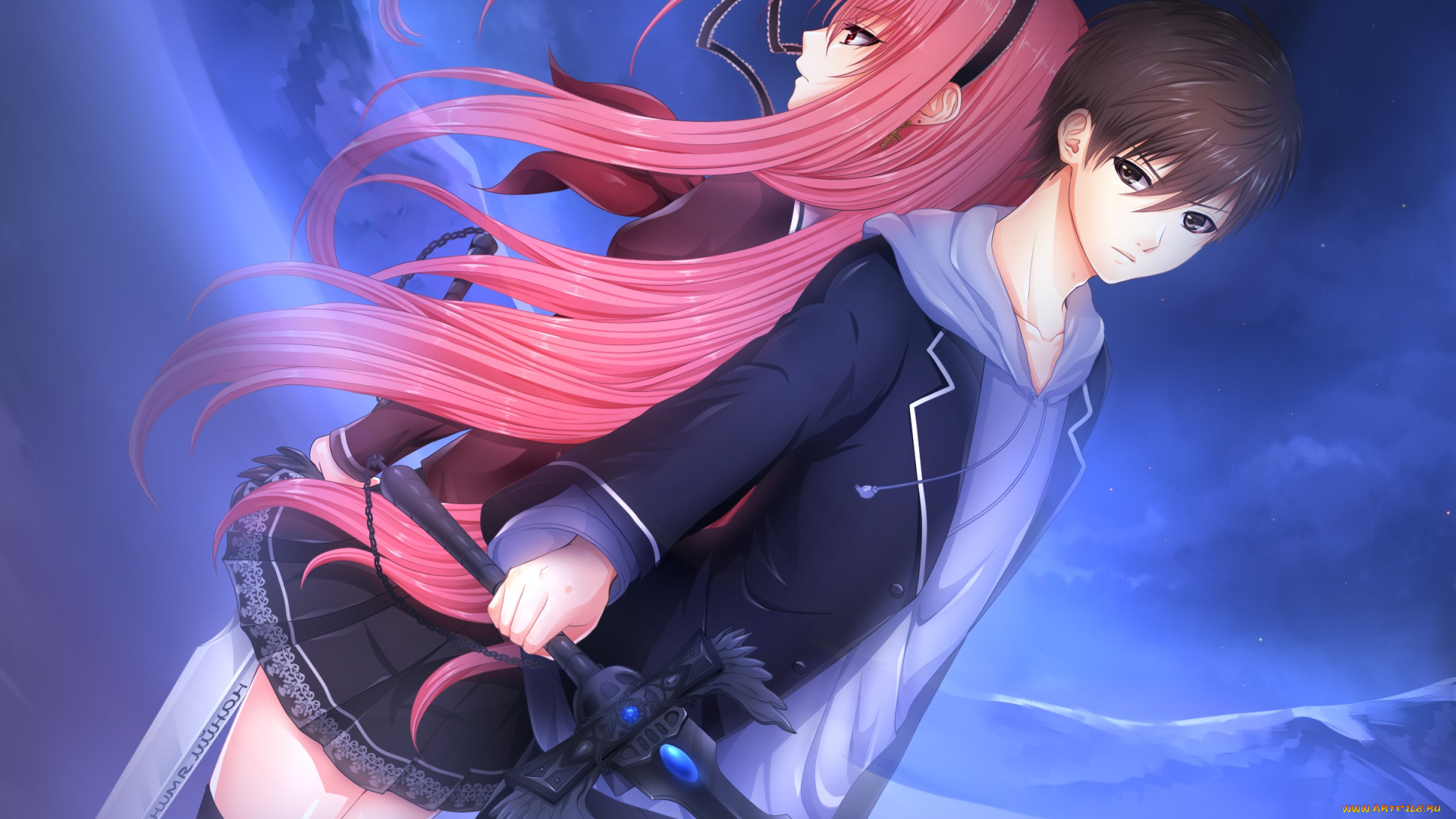 holy, knight, аниме, -weapon, , blood, &, technology, holy, knight, меч, оружие, злость, взгляд, mizumura, shinta, парень, kishimoto, lilith, девушка, fukufuku, art