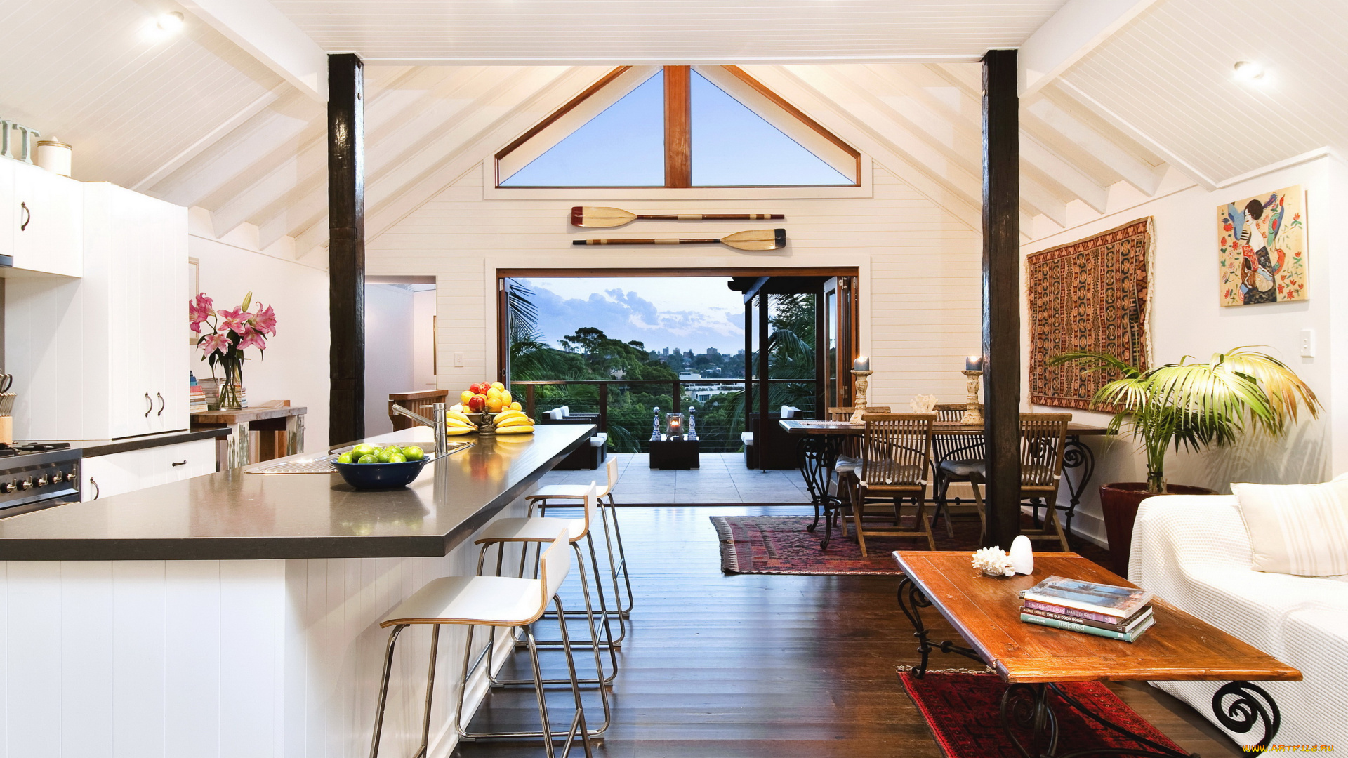 интерьер, столовая, плита, стол, дизайн, кухня